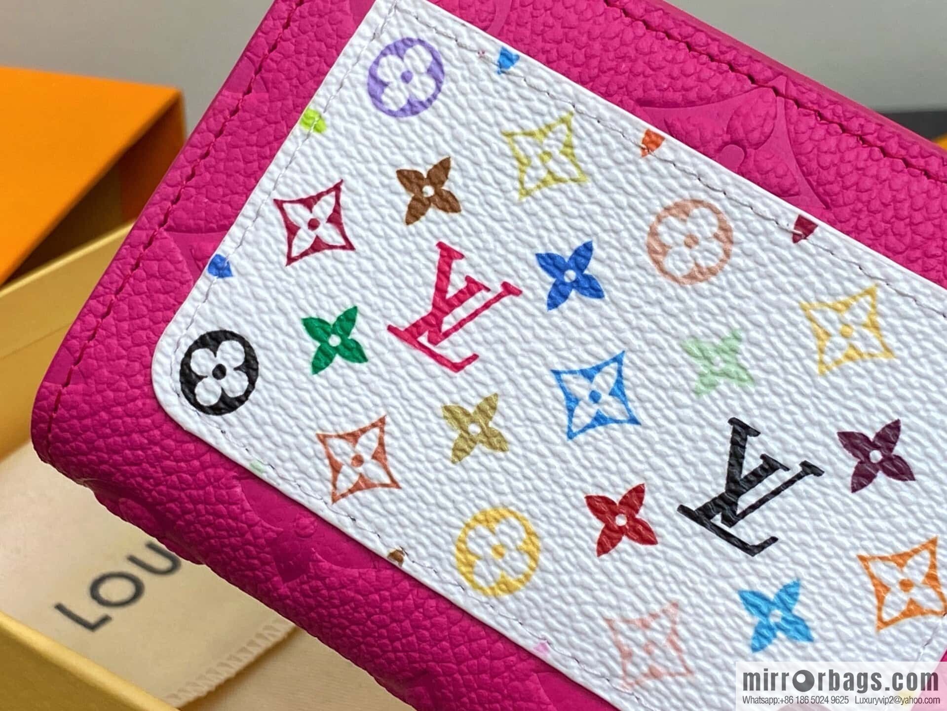 [Boutique‑grade] M13619 rose red and white, two-fold zipper wallet LV x TM Portfolio Claire wallet
