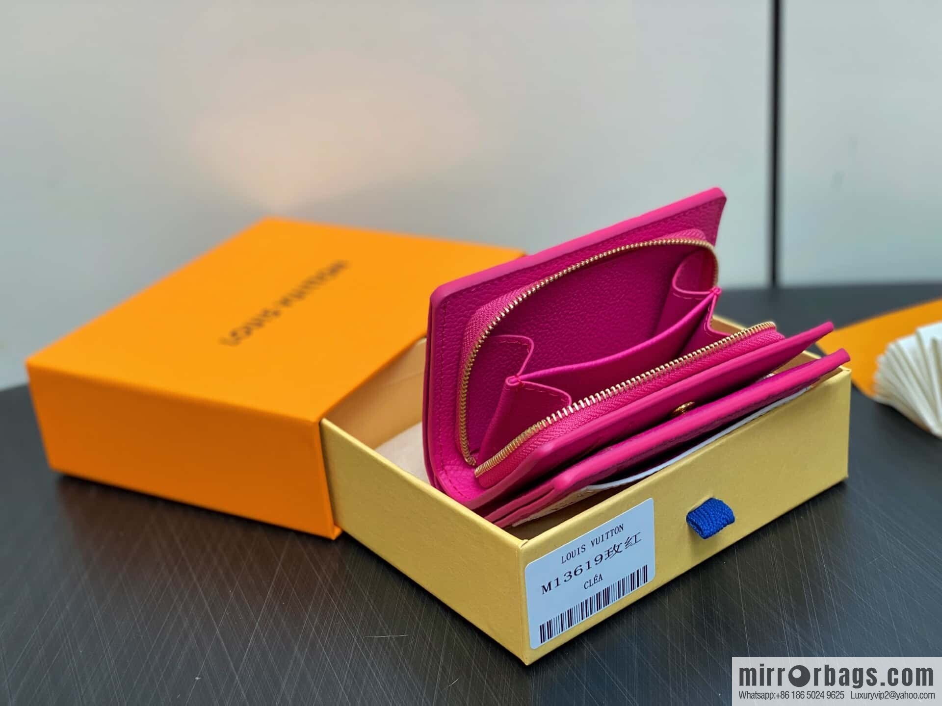 [Boutique‑grade] M13619 rose red and white, two-fold zipper wallet LV x TM Portfolio Claire wallet