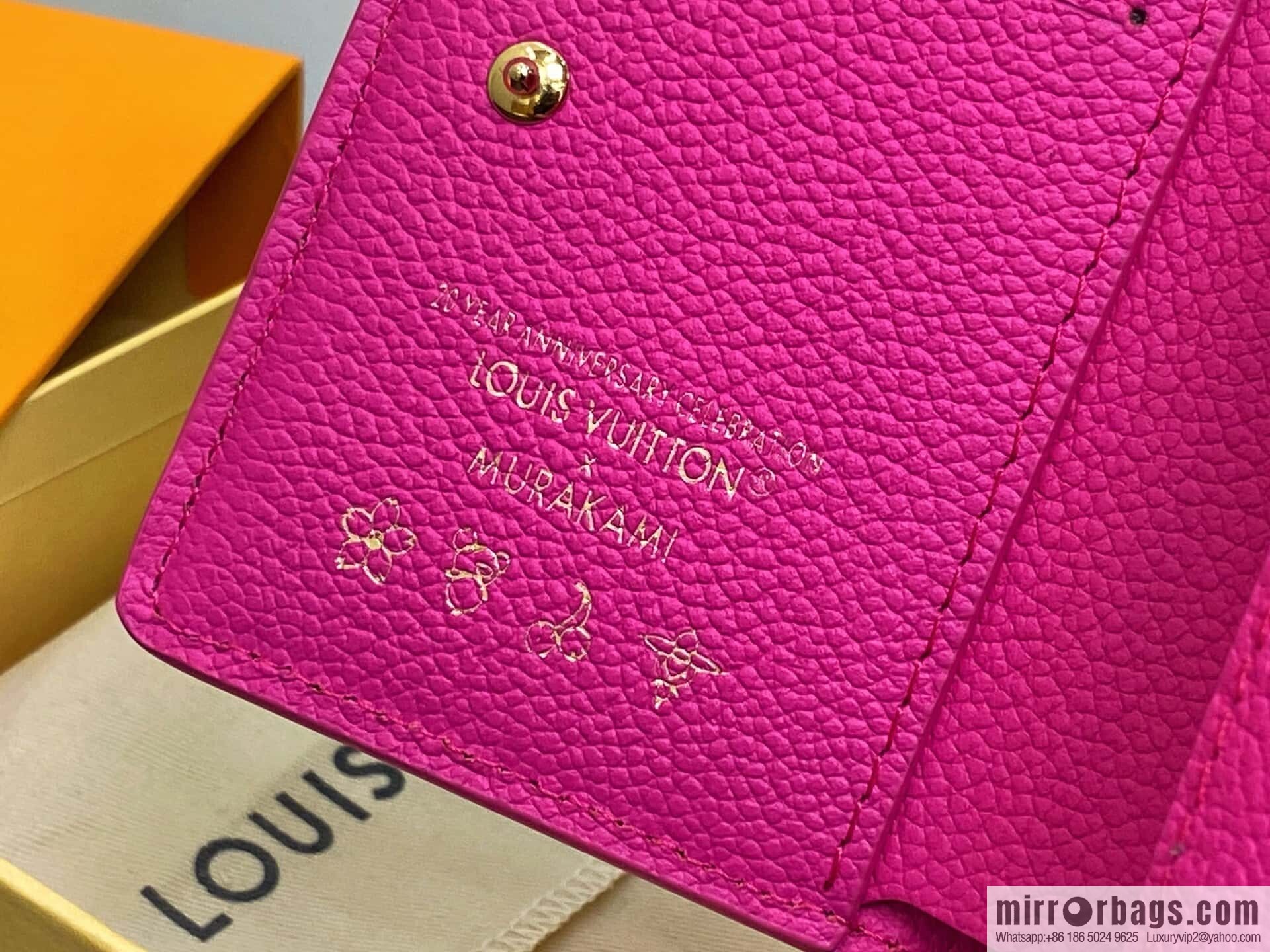 [Boutique‑grade] M13619 rose red and white, two-fold zipper wallet LV x TM Portfolio Claire wallet