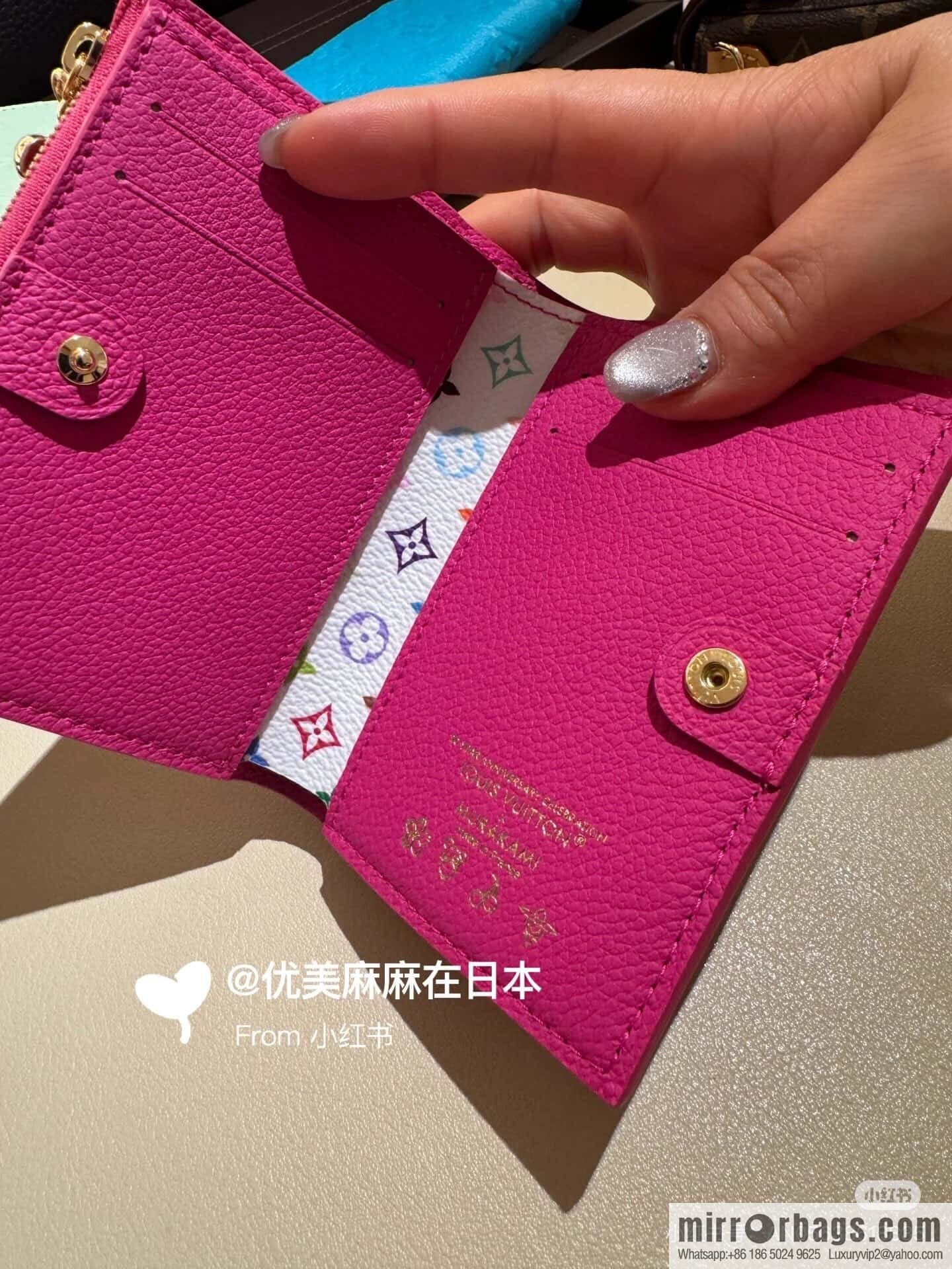 [Boutique‑grade] M14087 rose red and white, two fold wallet LV x TM Portfolio Lisa wallet