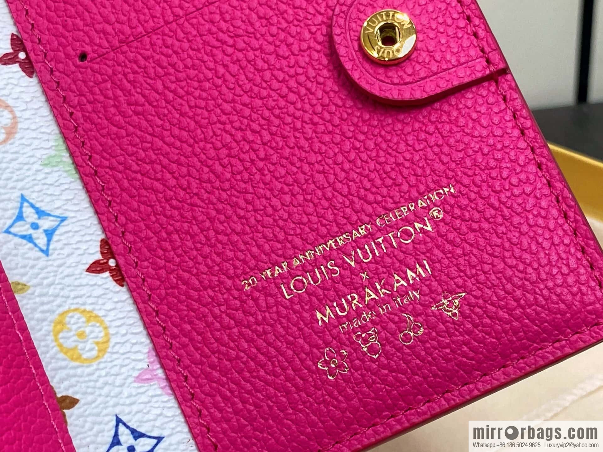 [Boutique‑grade] M14087 rose red and white, two fold wallet LV x TM Portfolio Lisa wallet
