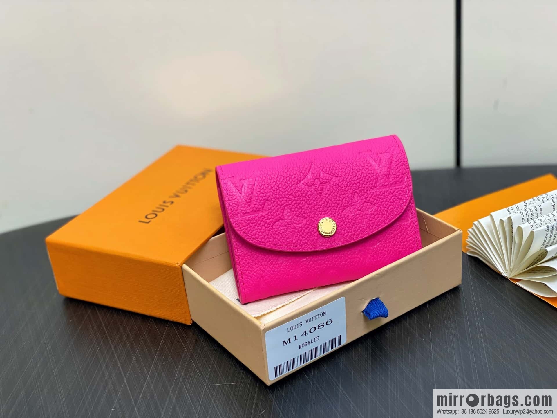 [Boutique‑grade] M14086 rose red and white, change bag wallet LV x TM Rosalie Coin Perth wallet