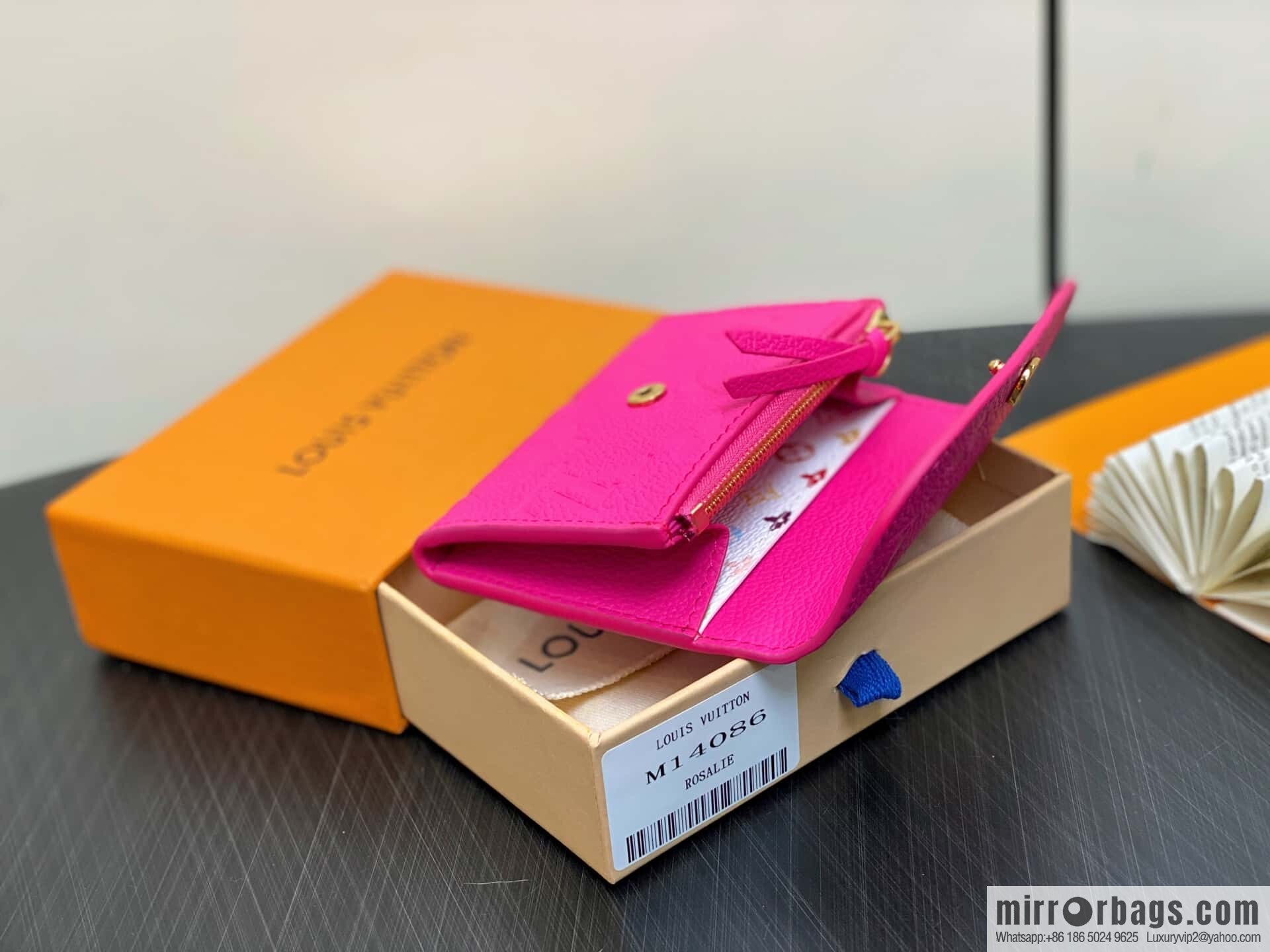 [Boutique‑grade] M14086 rose red and white, change bag wallet LV x TM Rosalie Coin Perth wallet