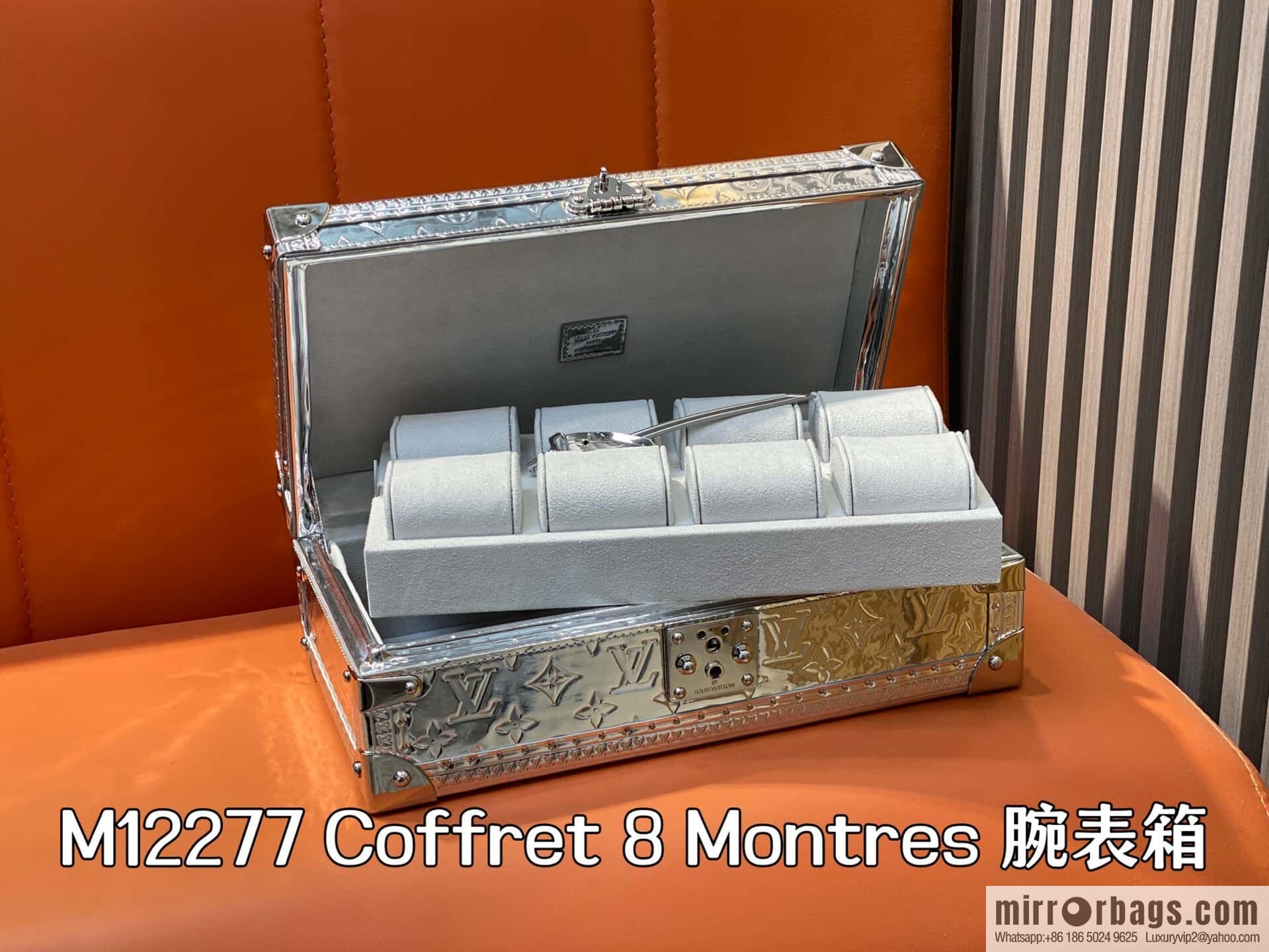 [Boutique‑grade] M12277 silver patent leather, case watch case Coffret 8 Montres watch case