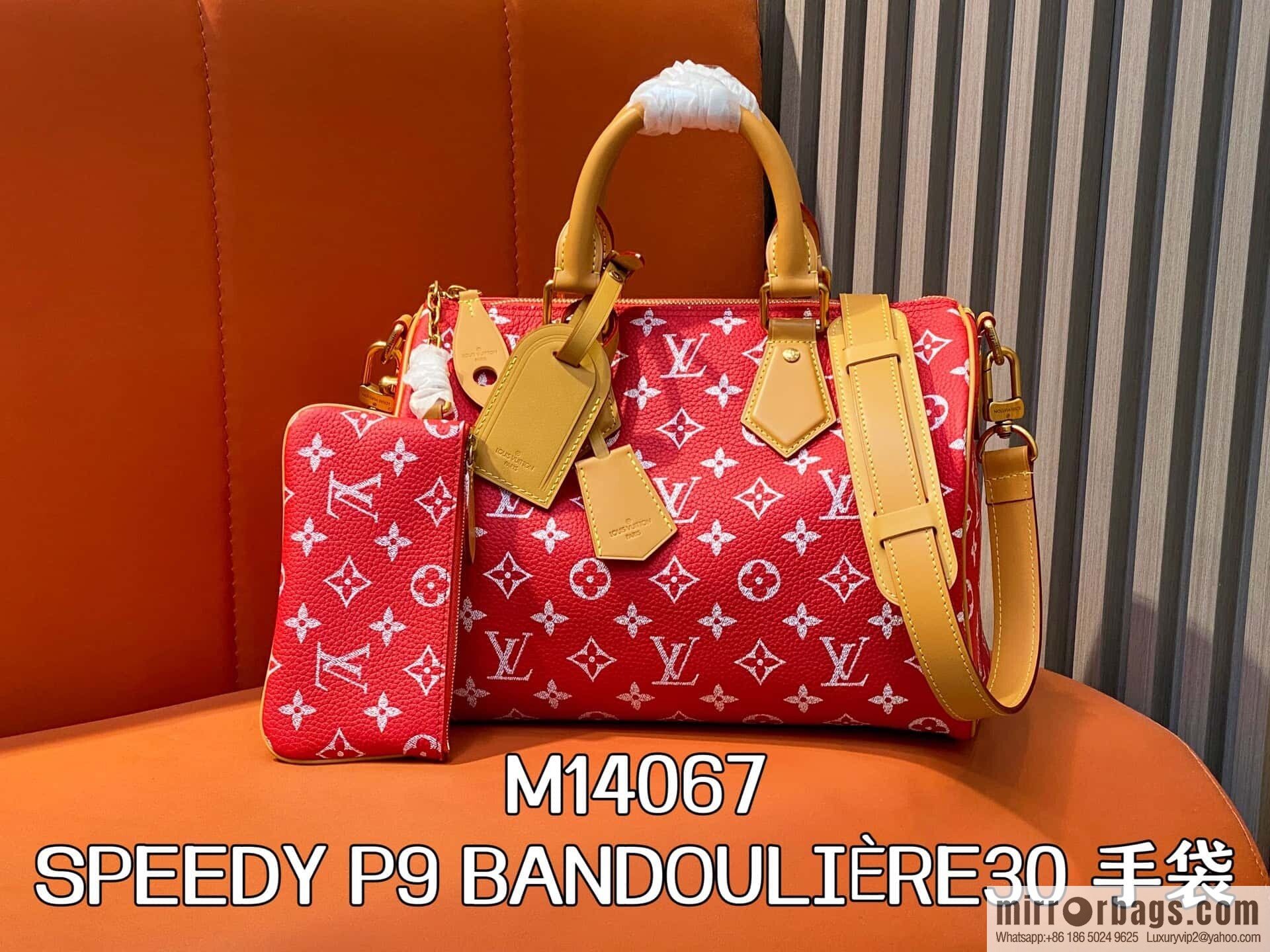 [Boutique‑grade] M14067 red, full leather pillow bag peedy SPEEDY P9 BANDOULIZRE30 handbag