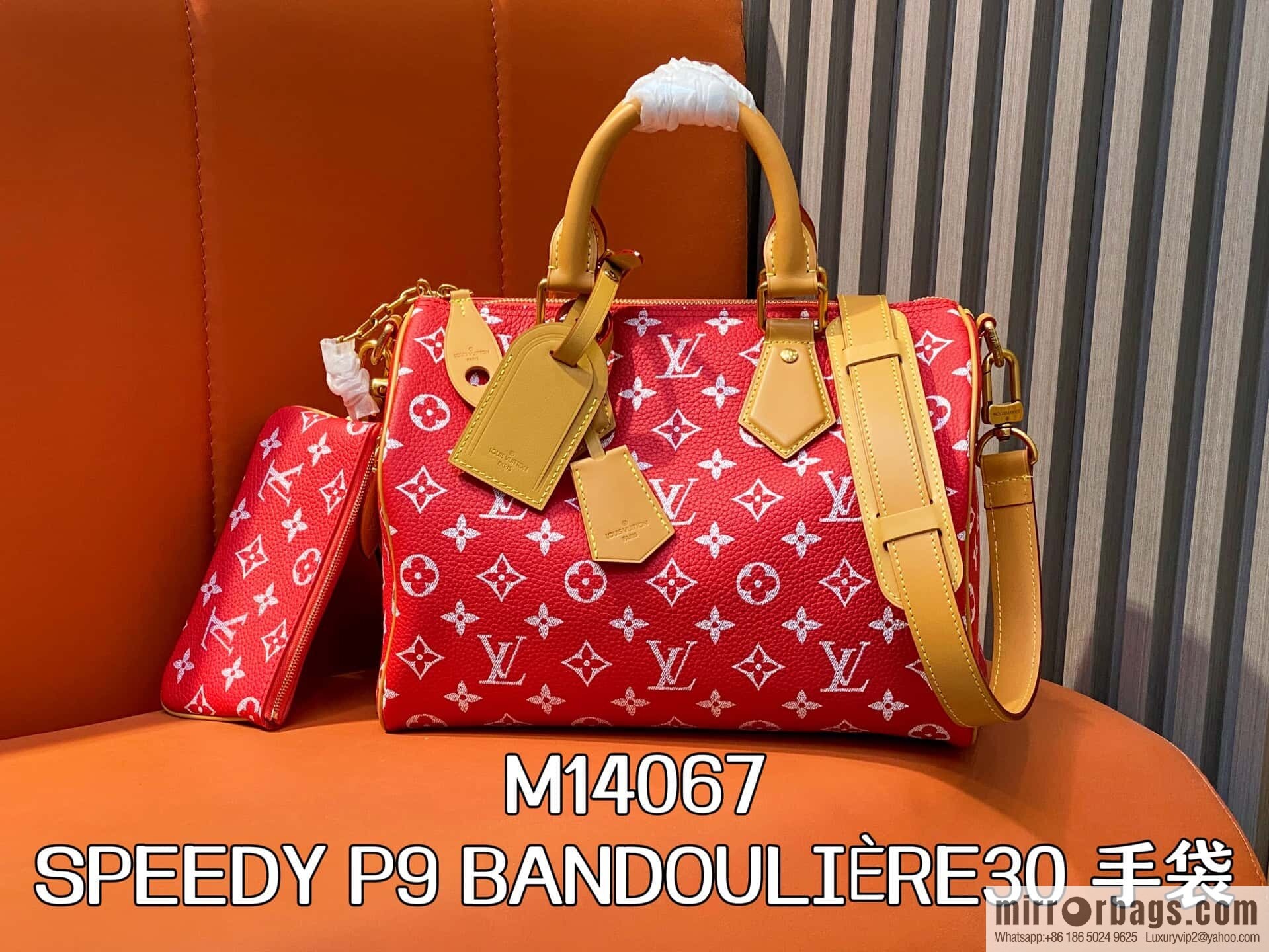 [Boutique‑grade] M14067 red, full leather pillow bag peedy SPEEDY P9 BANDOULIZRE30 handbag