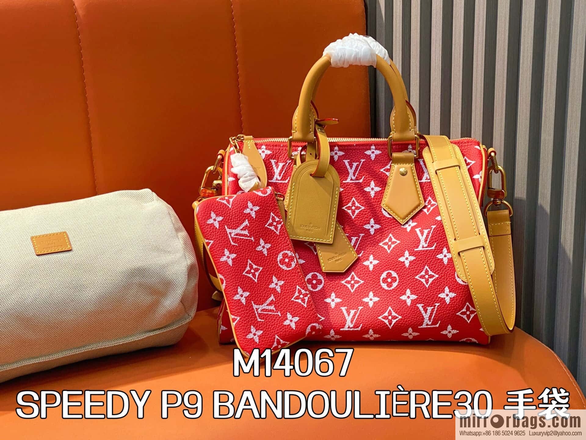 [Boutique‑grade] M14067 red, full leather pillow bag peedy SPEEDY P9 BANDOULIZRE30 handbag