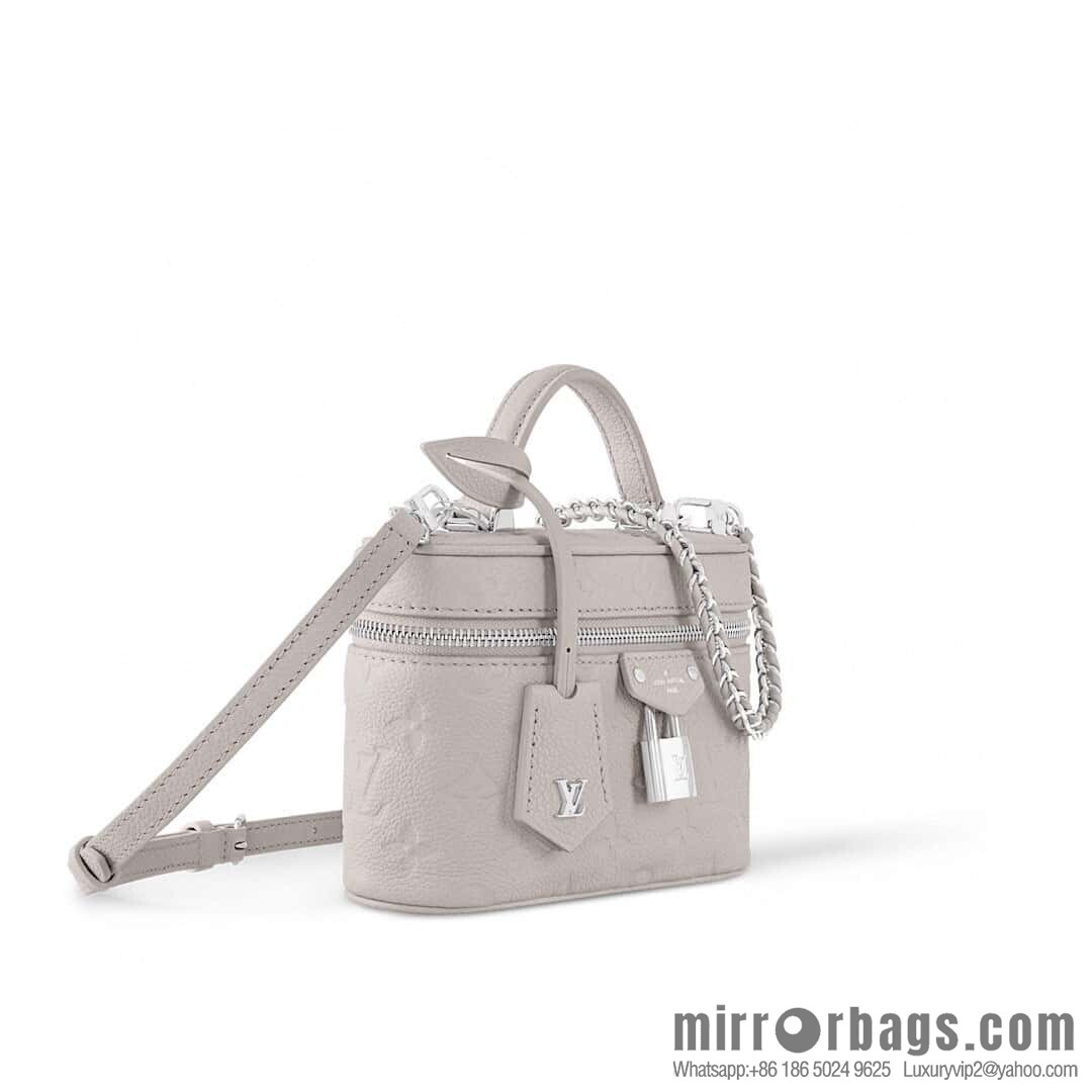 [Boutique‑grade] M13593 light gray, full leather chain bag cosmetic bag VANITY CHAIN POUCH handbag