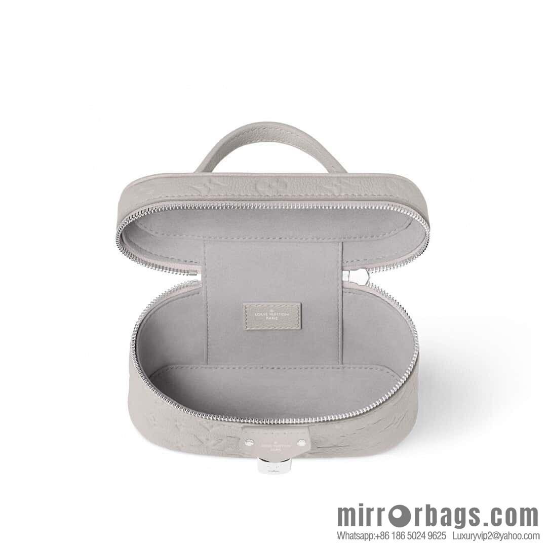 [Boutique‑grade] M13593 light gray, full leather chain bag cosmetic bag VANITY CHAIN POUCH handbag