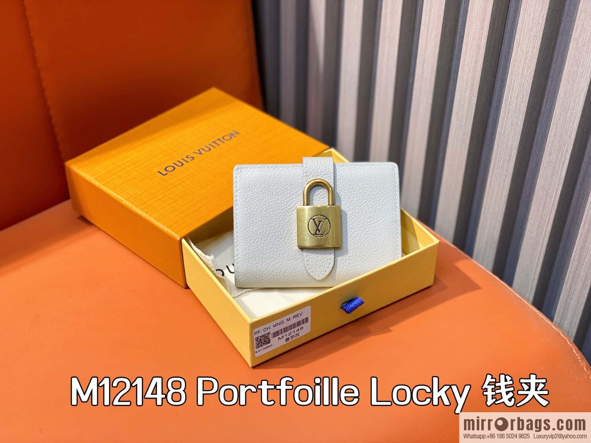 [Boutique‑grade] M12148 taro ash, full leather wallet series Portfoille Locky wallet