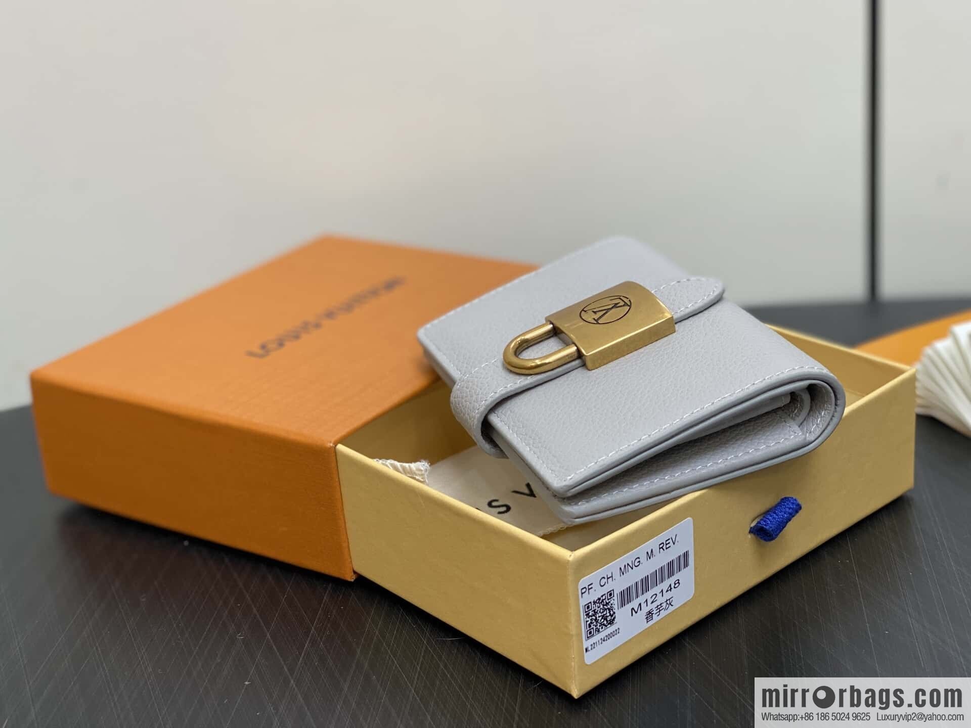 [Boutique‑grade] M12148 taro ash, full leather wallet series Portfoille Locky wallet