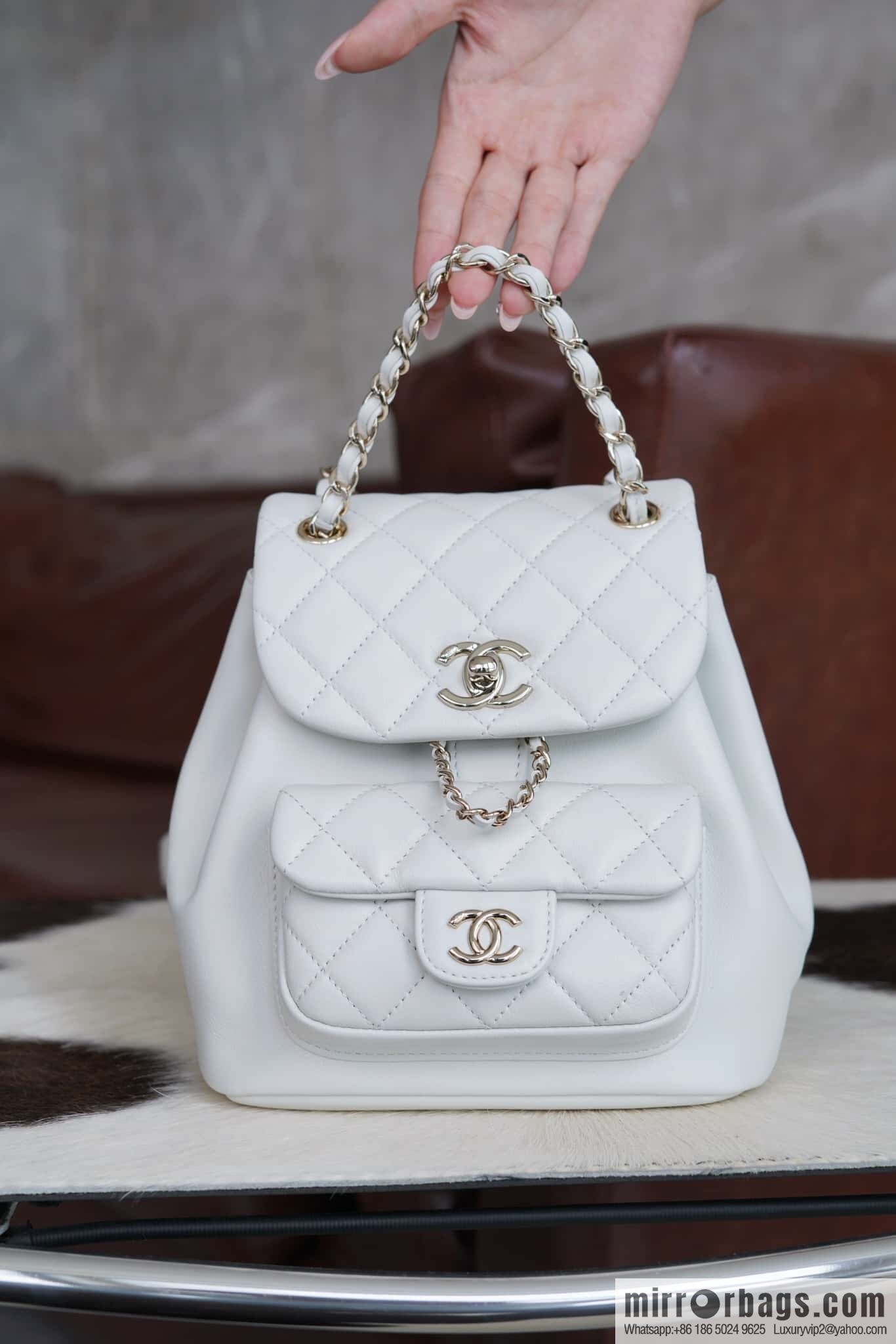 πππππ‘ππππ© new backpack, white, genuine leather AS2908