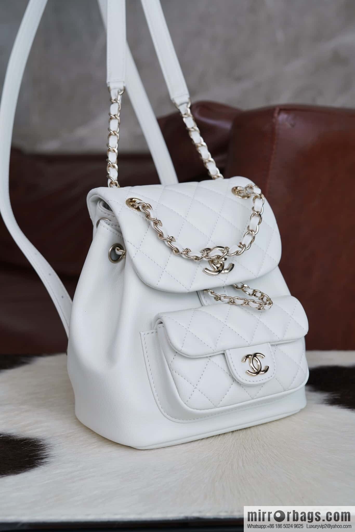 πππππ‘ππππ© new backpack, white, genuine leather AS2908