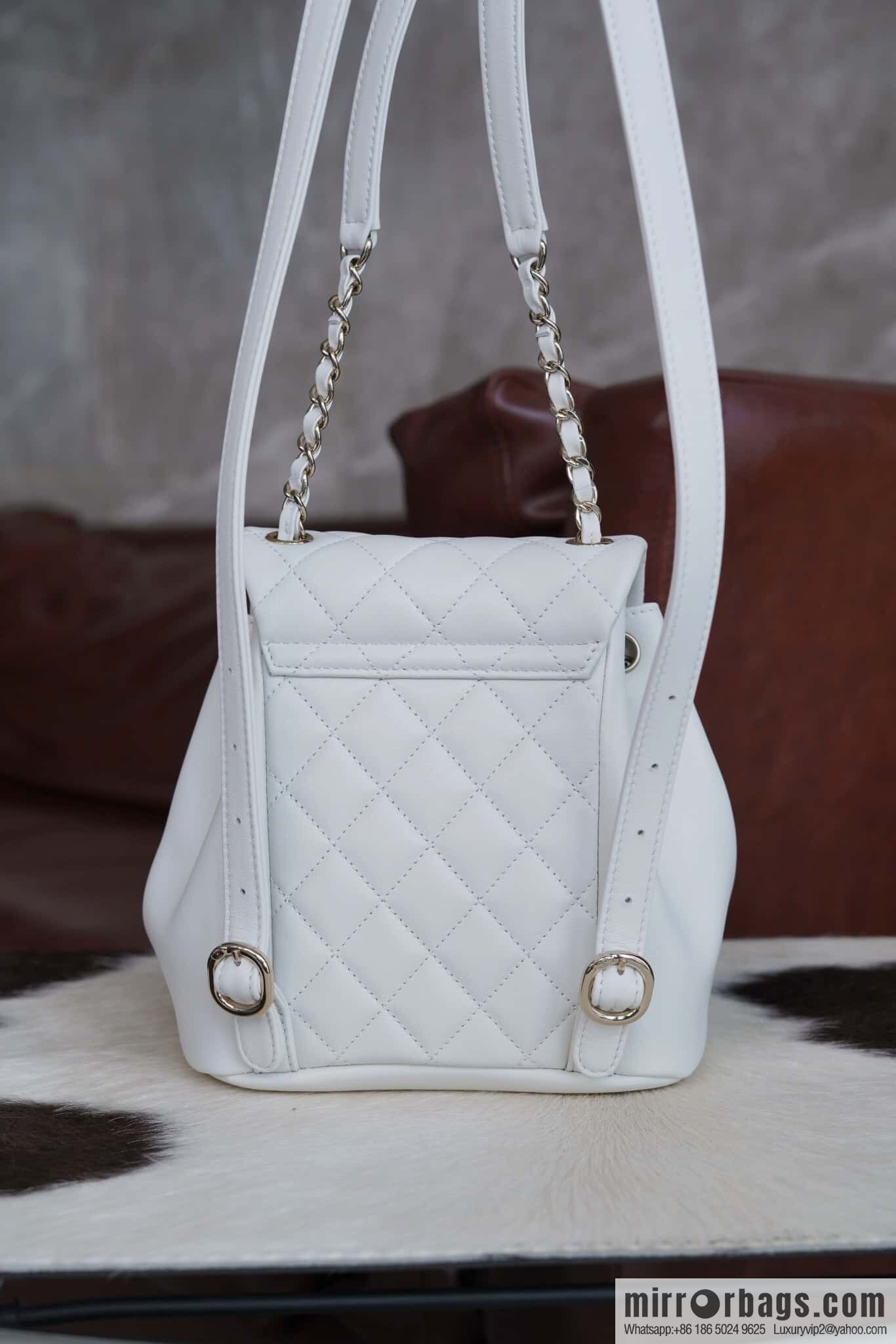 πππππ‘ππππ© new backpack, white, genuine leather AS2908