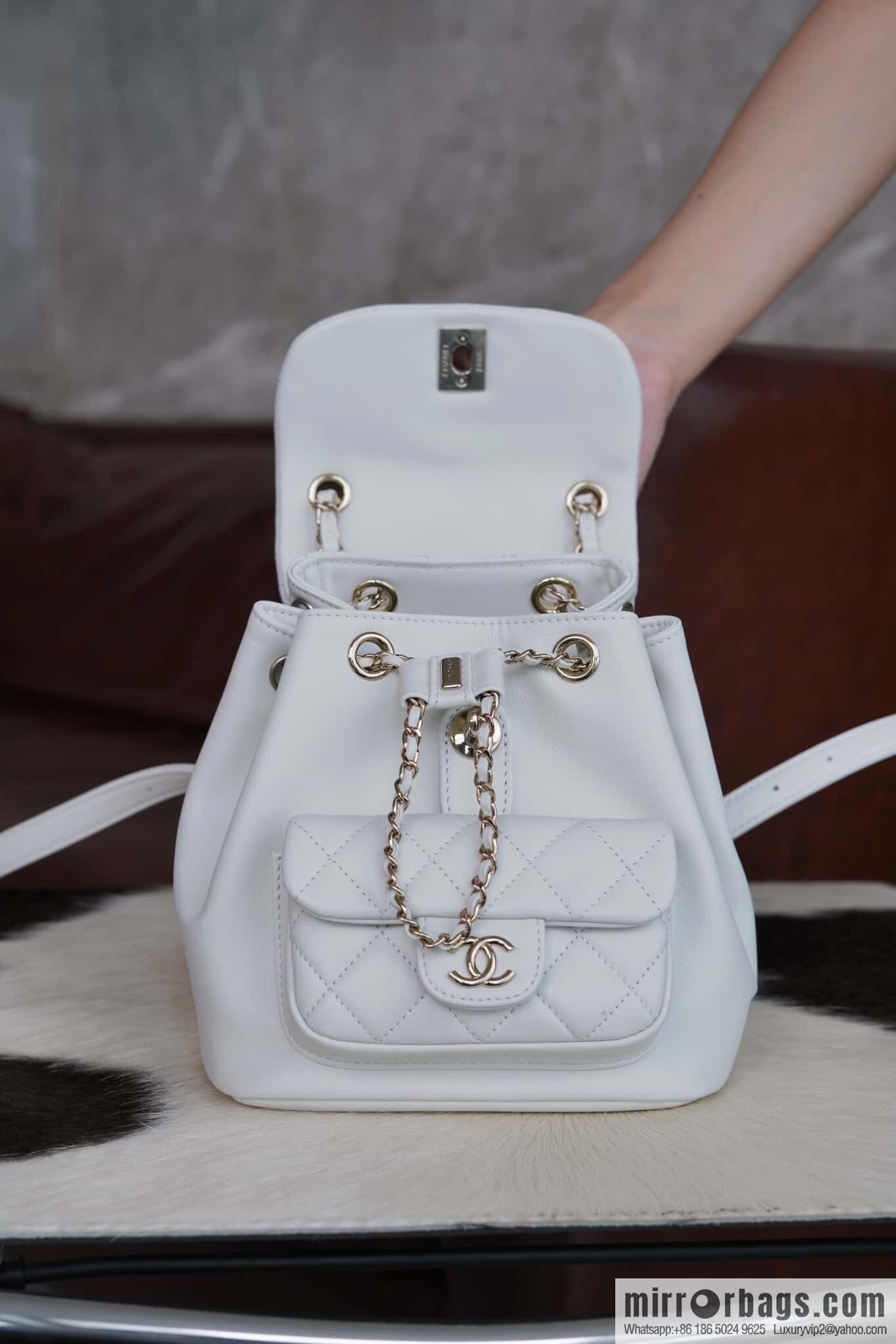 πππππ‘ππππ© new backpack, white, genuine leather AS2908