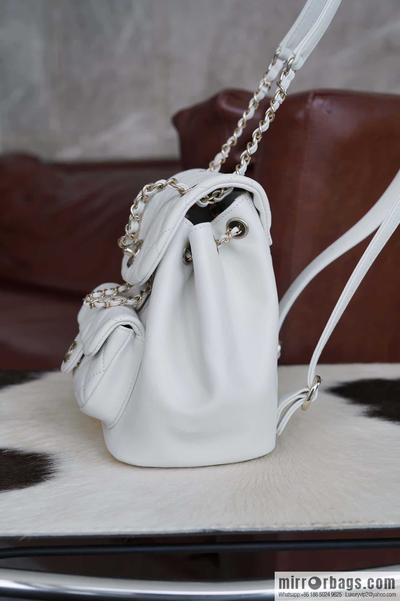 πππππ‘ππππ© new backpack, white, genuine leather AS2908