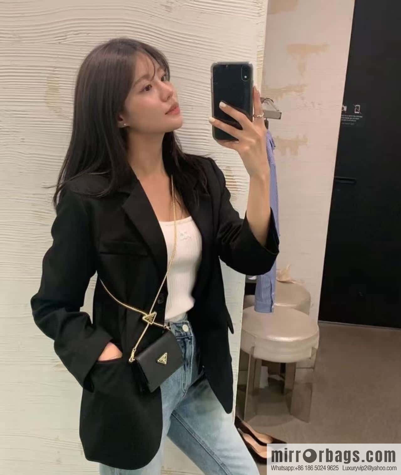 PRADA 🎉 Chain Card Case 🎉 1MR034 Mini 🎉🎉 Black