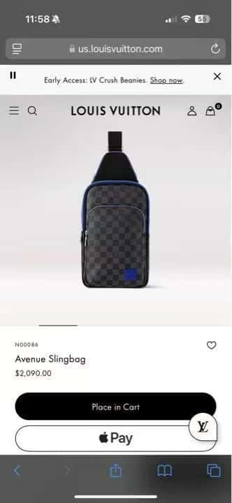 [Boutique‑grade] N00086 black grid blue label, men's bag, breast bag, shoulder bag AVENUE shoulder bag