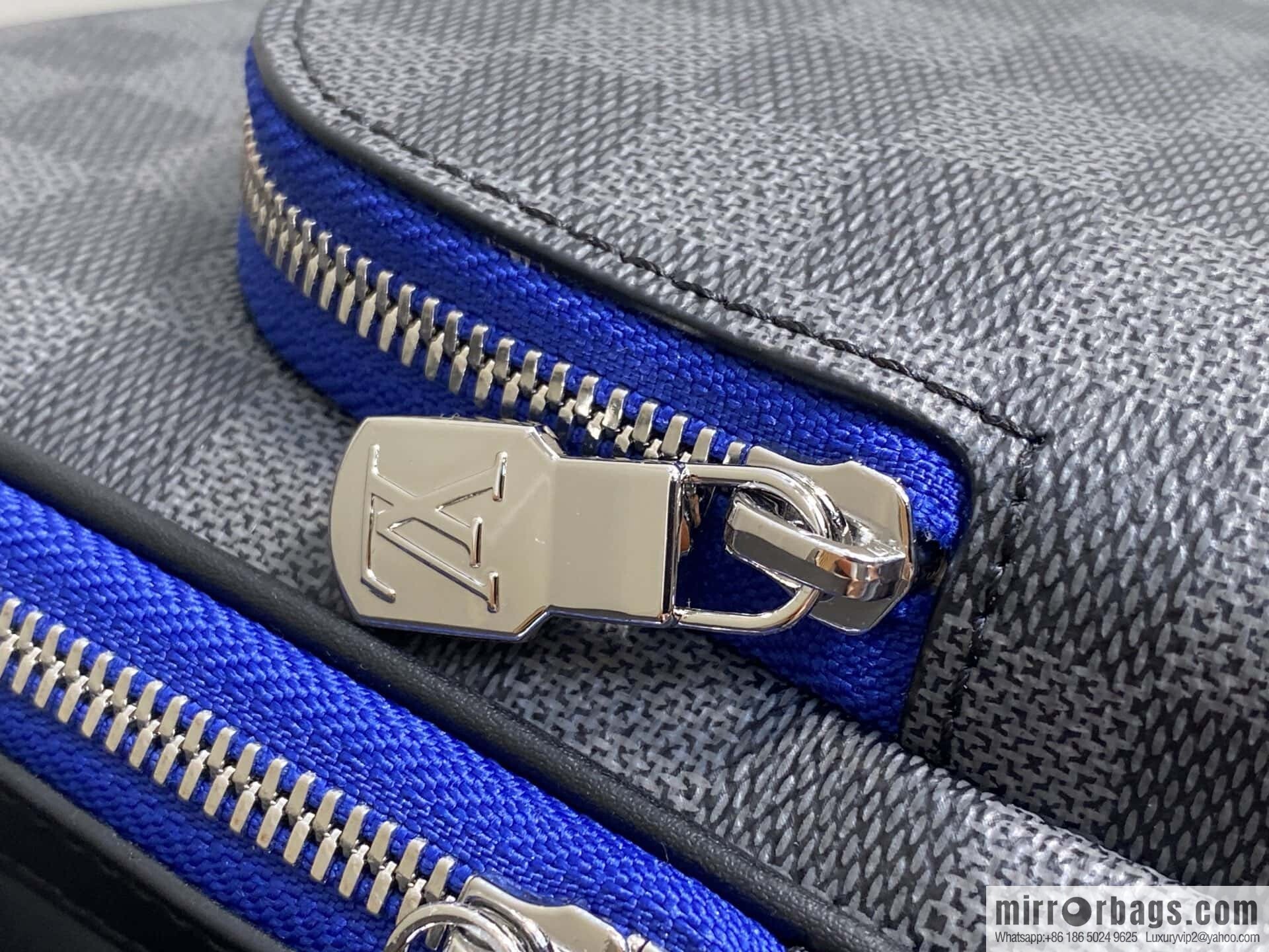 [Boutique‑grade] N00086 black grid blue label, men's bag, breast bag, shoulder bag AVENUE shoulder bag