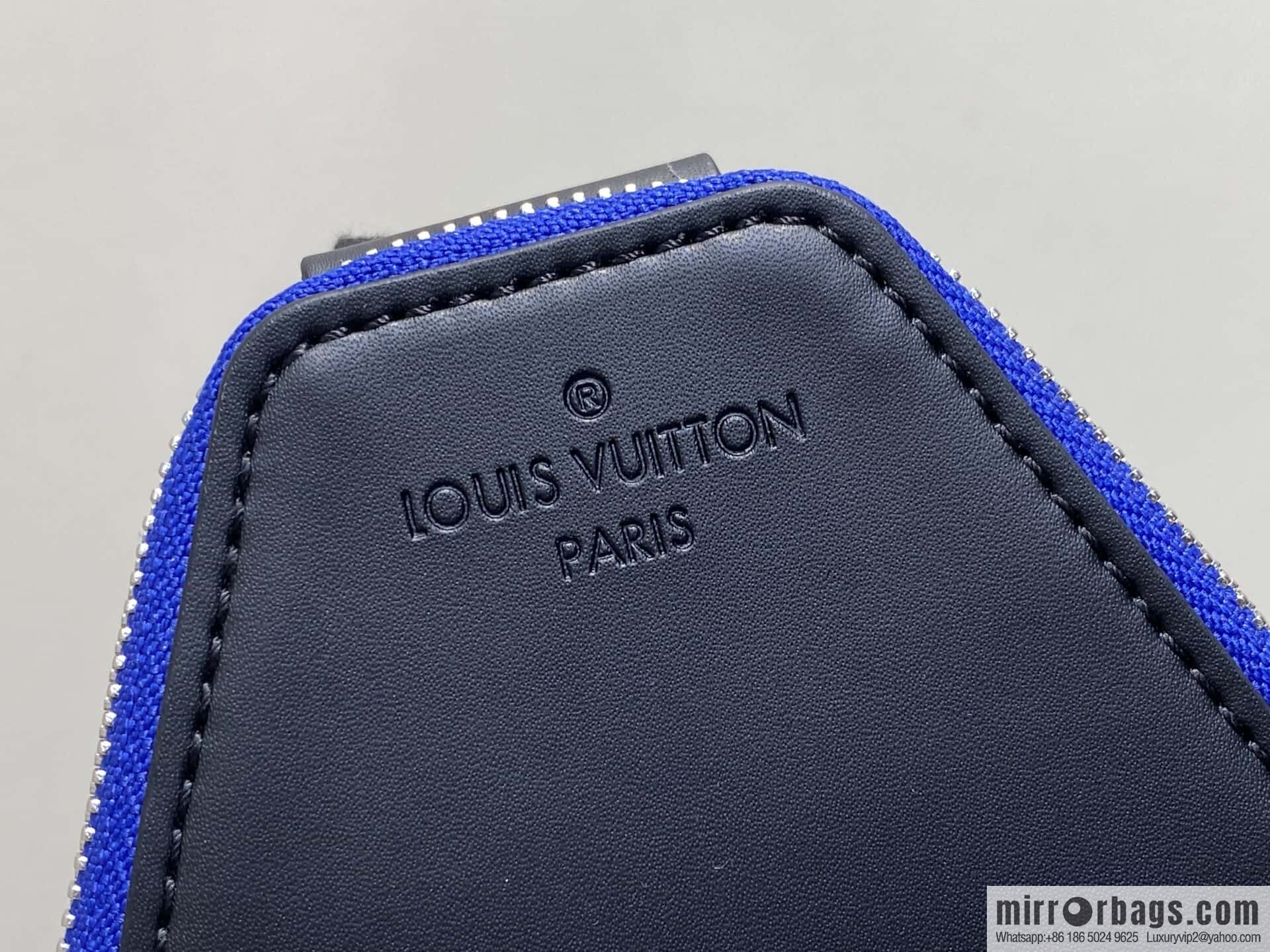 [Boutique‑grade] N00086 black grid blue label, men's bag, breast bag, shoulder bag AVENUE shoulder bag