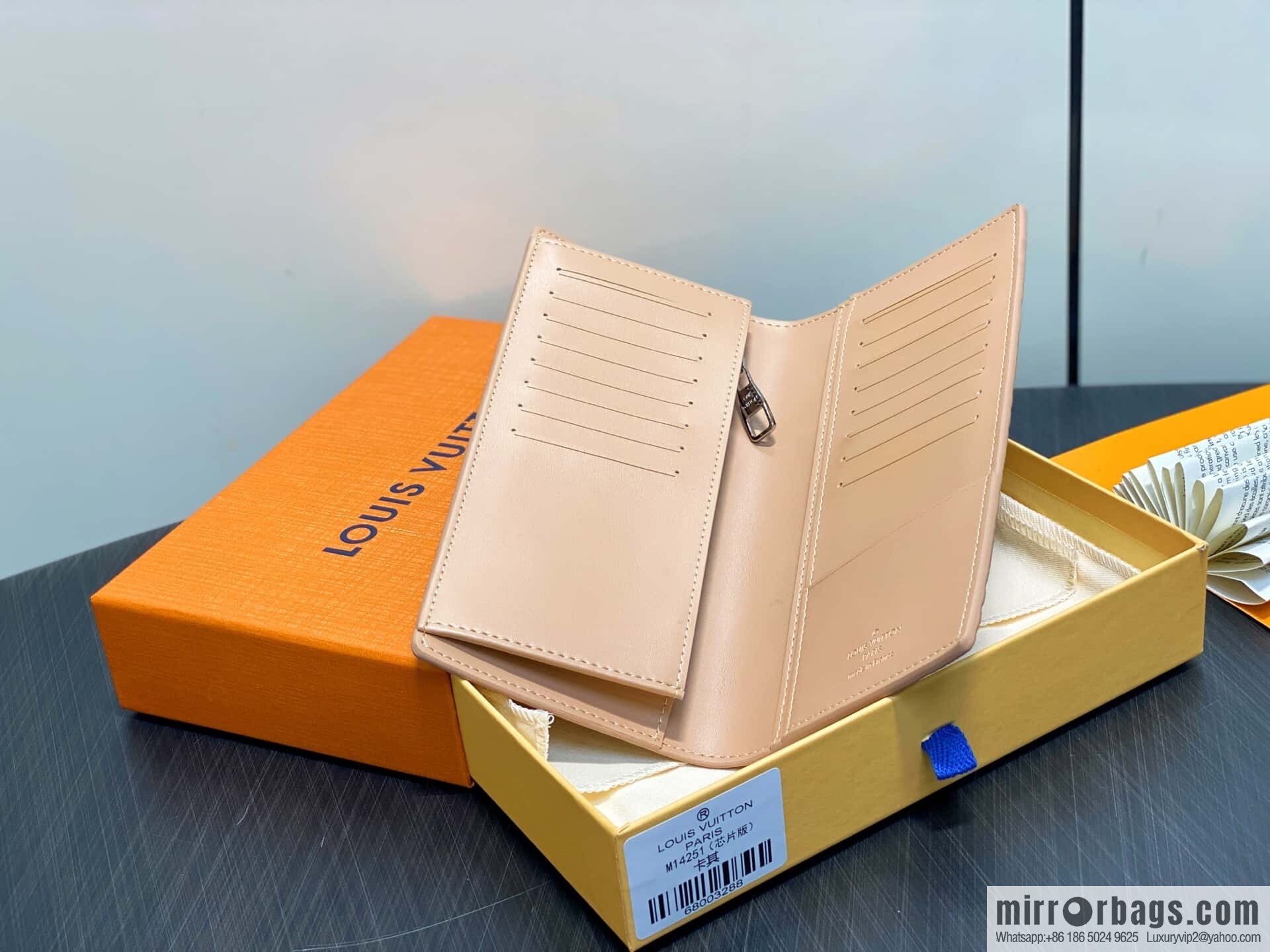 [Boutique‑grade] M14251 khaki, full leather long suit clip BRAZZA wallet