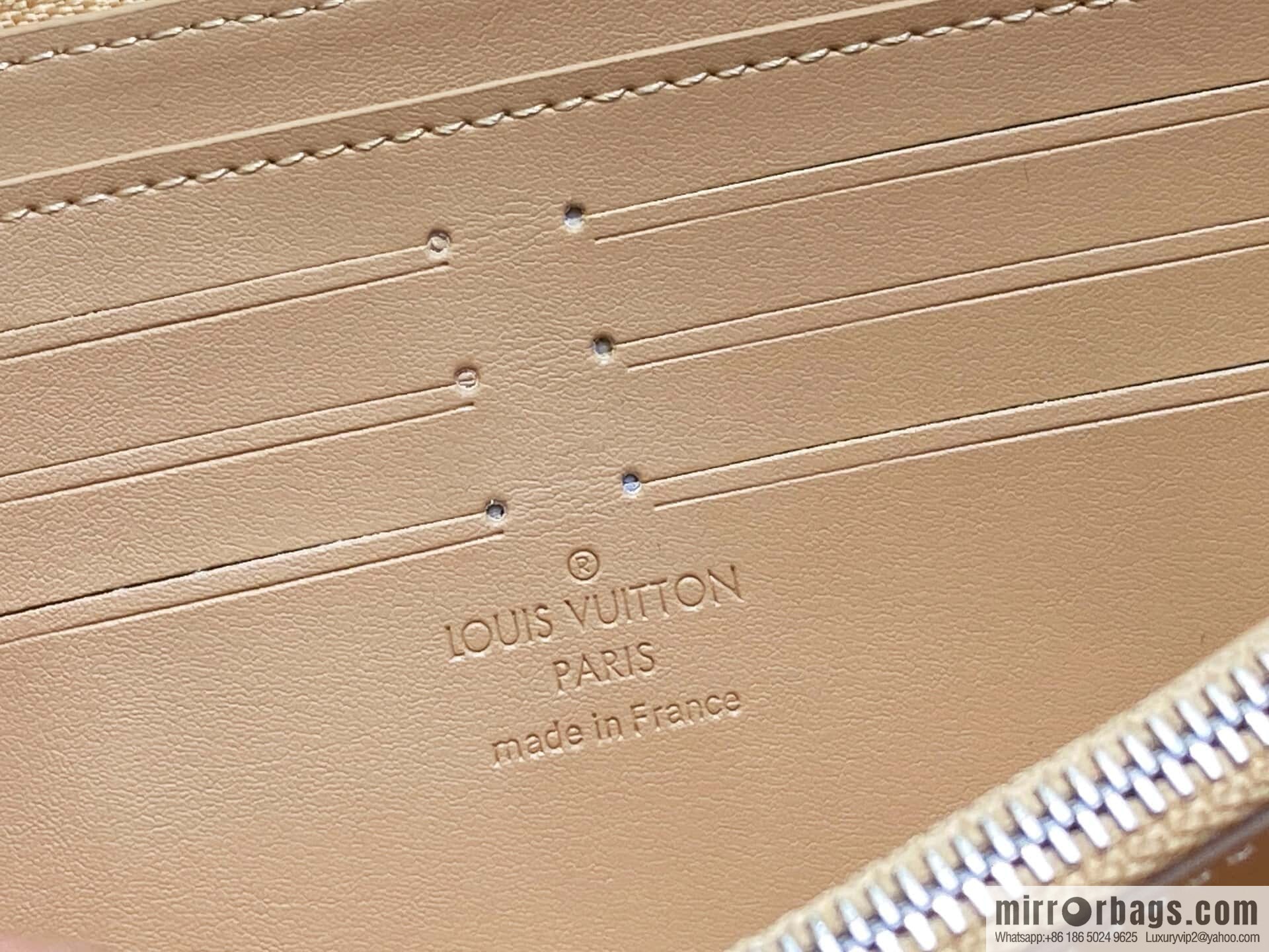[Boutique‑grade] M14142 khaki, full leather single zipper wallet