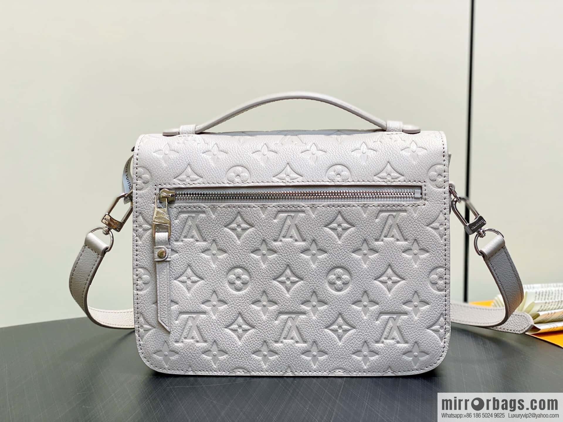 [Boutique‑grade] M41487 hazy gray taro purple, full leather embossed messenger bag Pochette Métis handbag