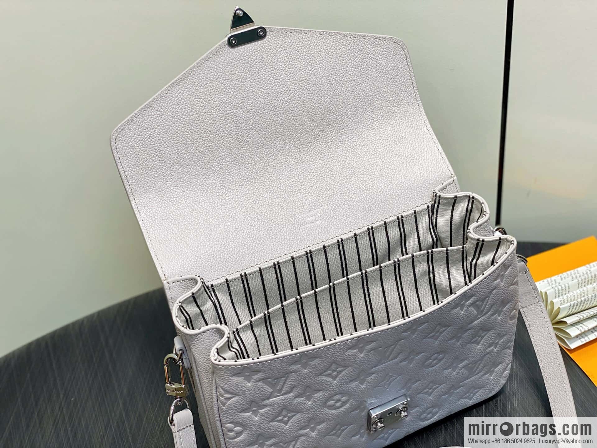 [Boutique‑grade] M41487 hazy gray taro purple, full leather embossed messenger bag Pochette Métis handbag