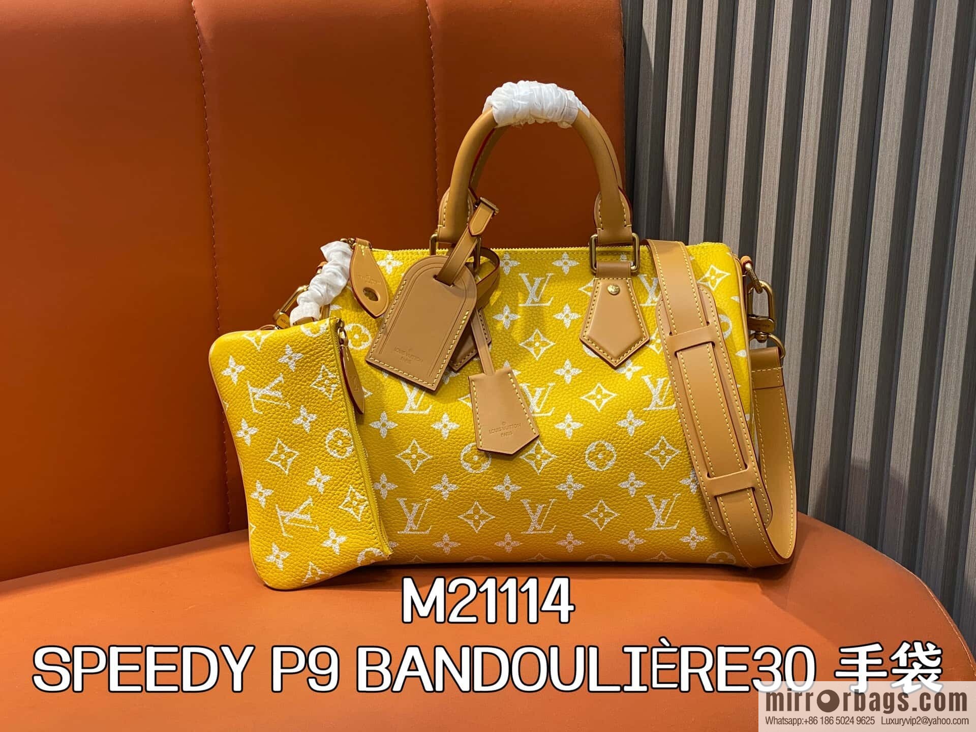 [Boutique‑grade] M21114 yellow, full leather pillow bag speedy SPEEDY P9 BANDOULIZRE30 handbag