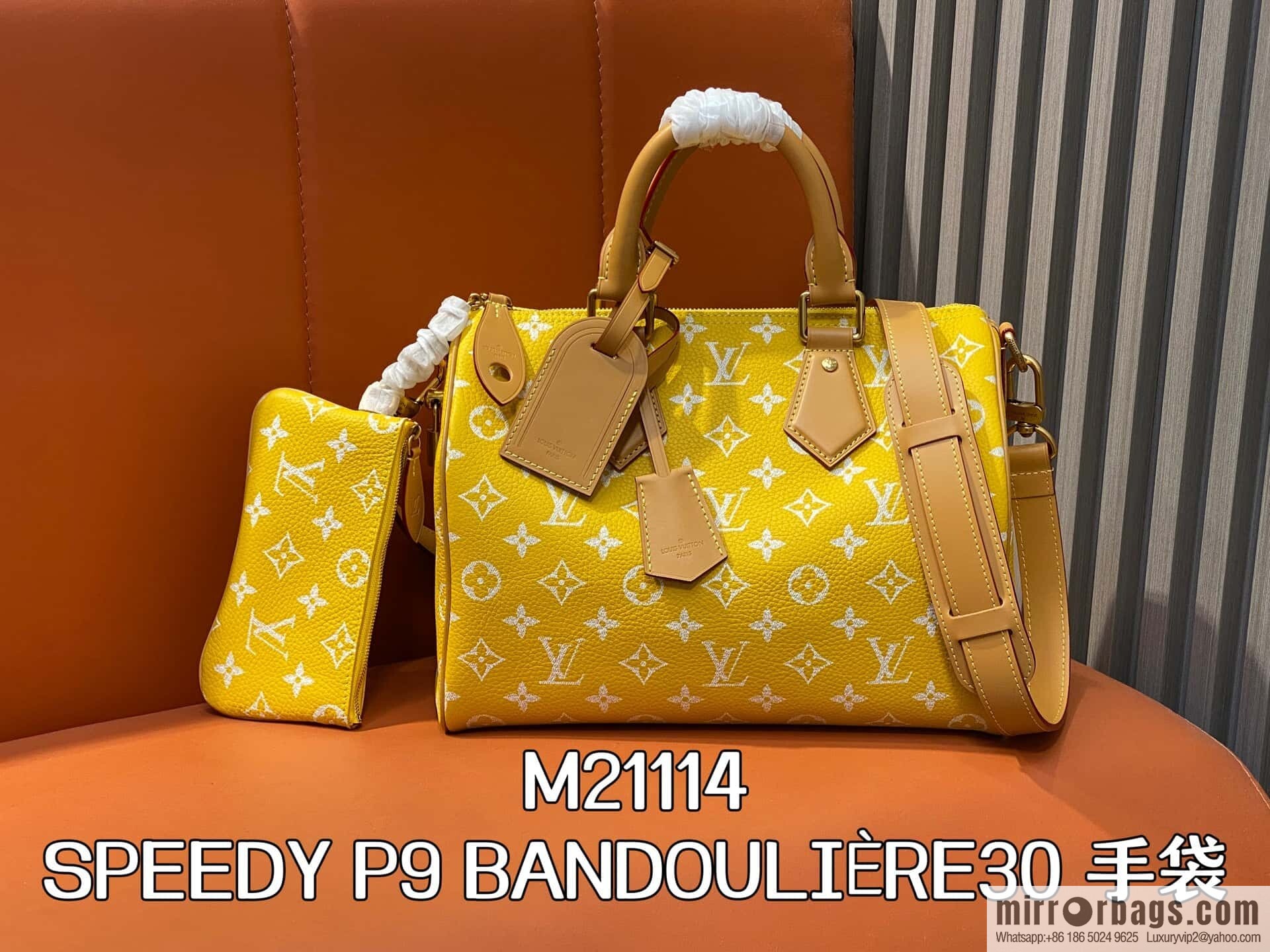 [Boutique‑grade] M21114 yellow, full leather pillow bag speedy SPEEDY P9 BANDOULIZRE30 handbag