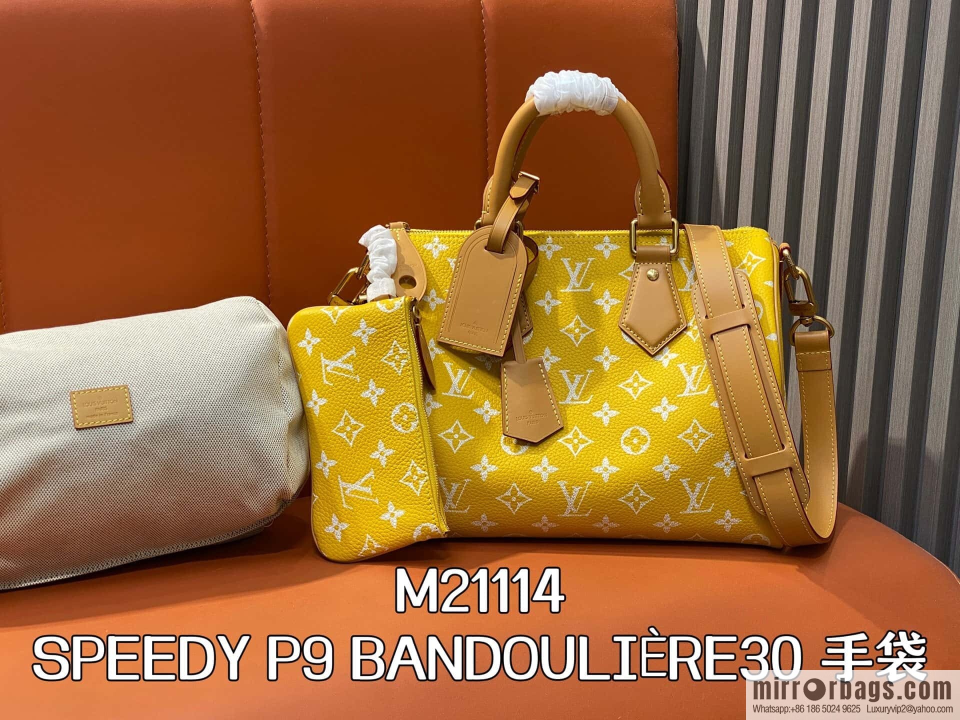 [Boutique‑grade] M21114 yellow, full leather pillow bag speedy SPEEDY P9 BANDOULIZRE30 handbag