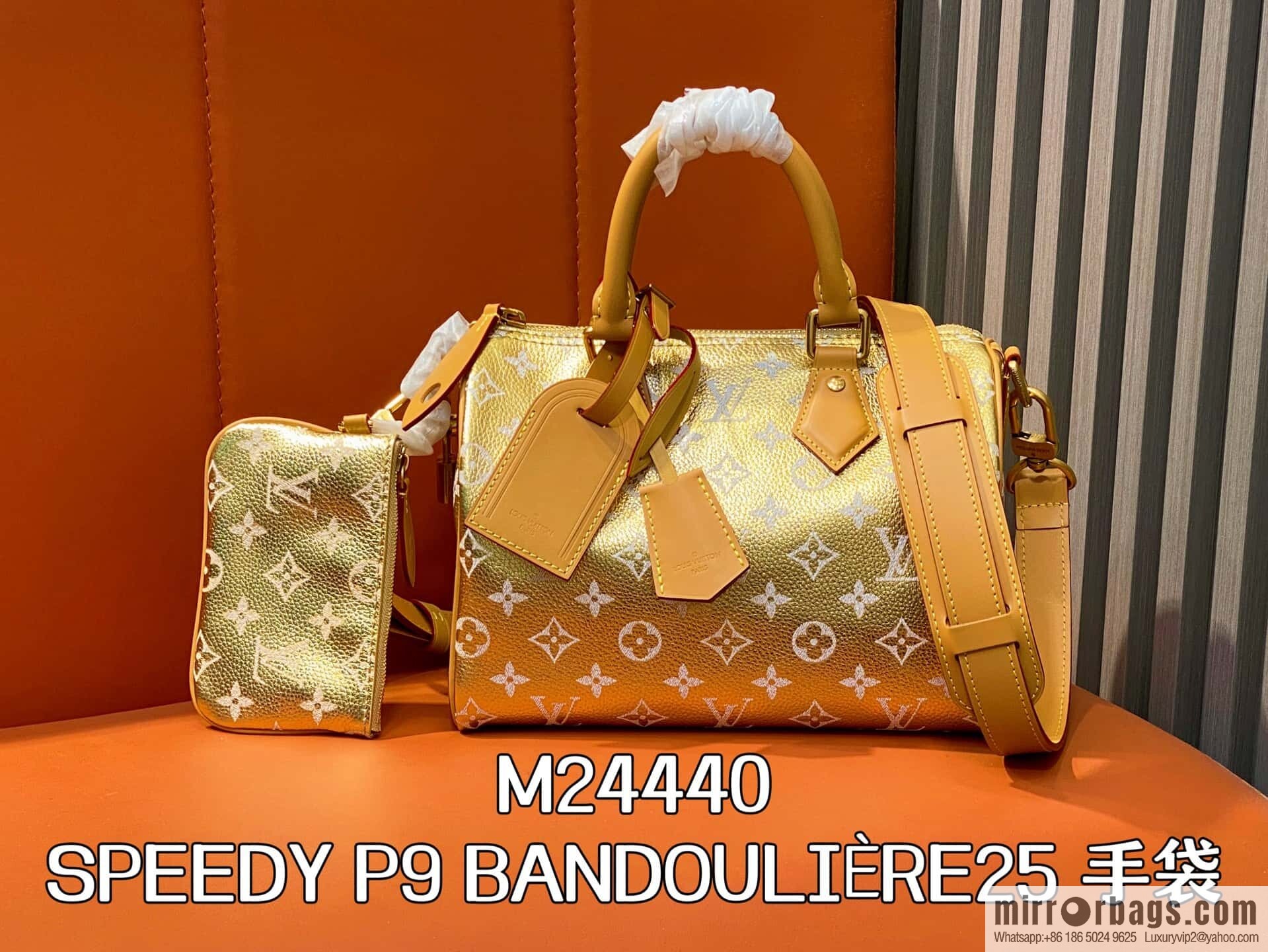 [Boutique‑grade] M24440 gold, full leather speedy pillow bag SPEEDY P9 BANDOULIZRE25 handbag