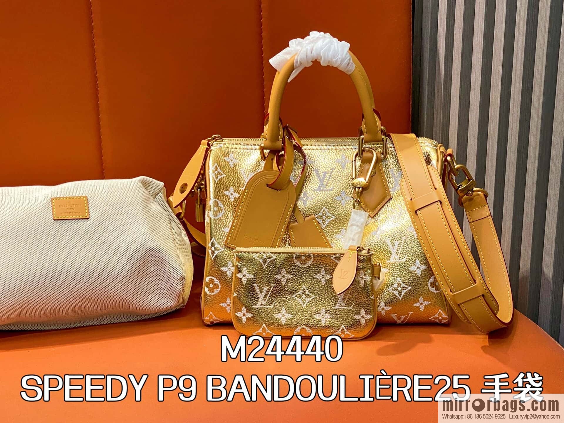 [Boutique‑grade] M24440 gold, full leather speedy pillow bag SPEEDY P9 BANDOULIZRE25 handbag