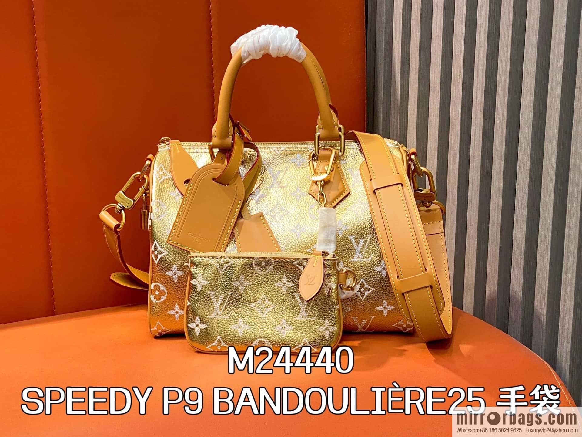 [Boutique‑grade] M24440 gold, full leather speedy pillow bag SPEEDY P9 BANDOULIZRE25 handbag