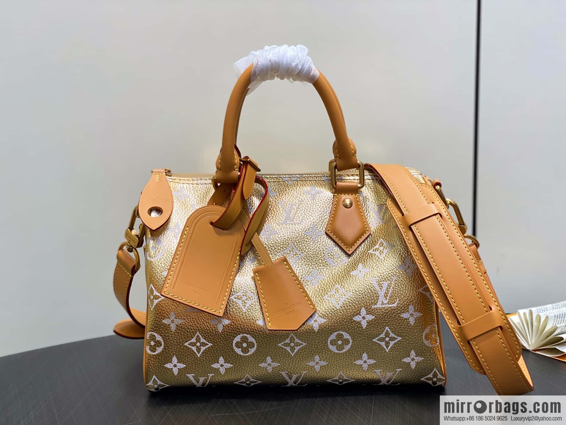 [Boutique‑grade] M24440 gold, full leather speedy pillow bag SPEEDY P9 BANDOULIZRE25 handbag