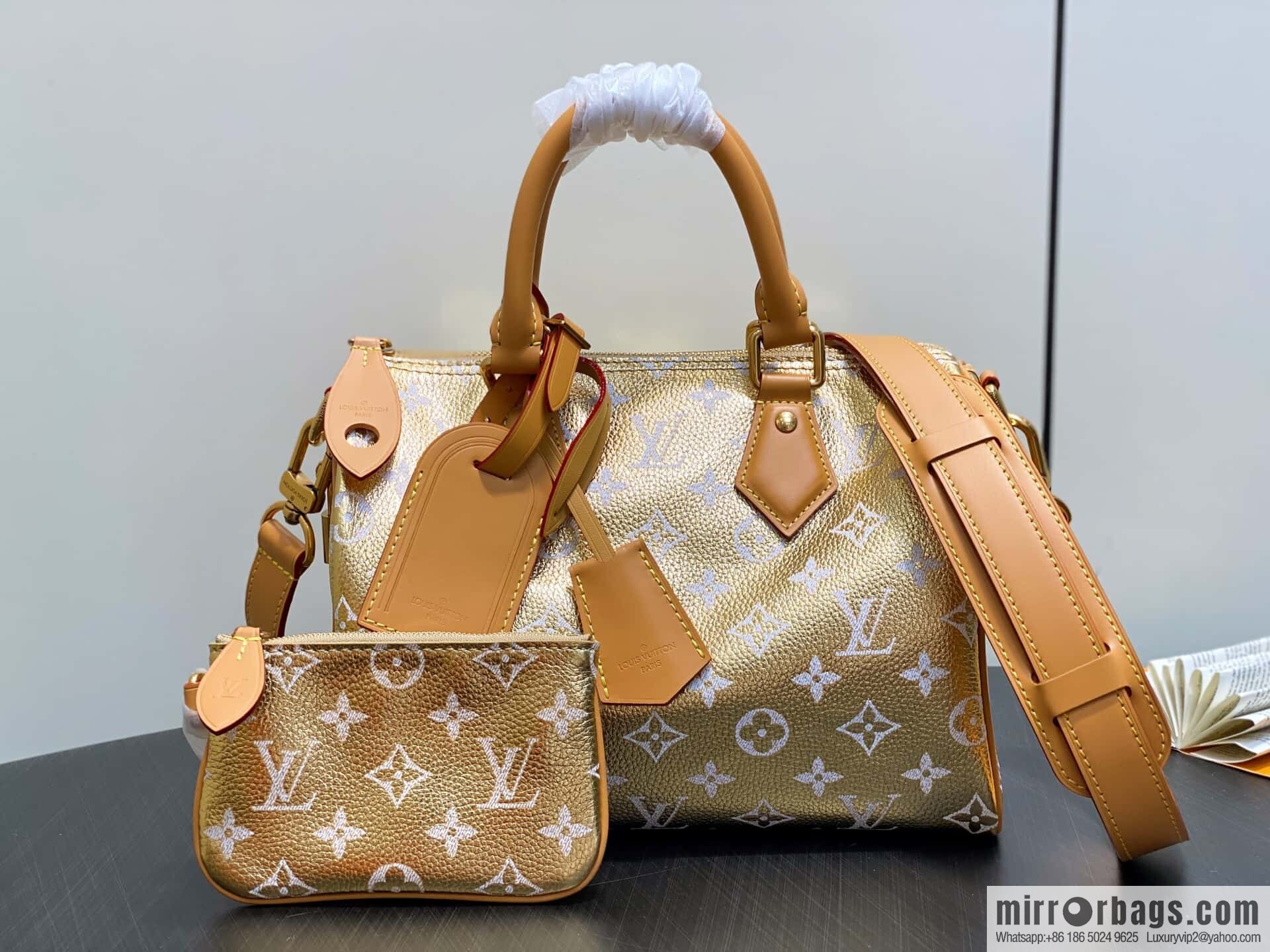 [Boutique‑grade] M24440 gold, full leather speedy pillow bag SPEEDY P9 BANDOULIZRE25 handbag