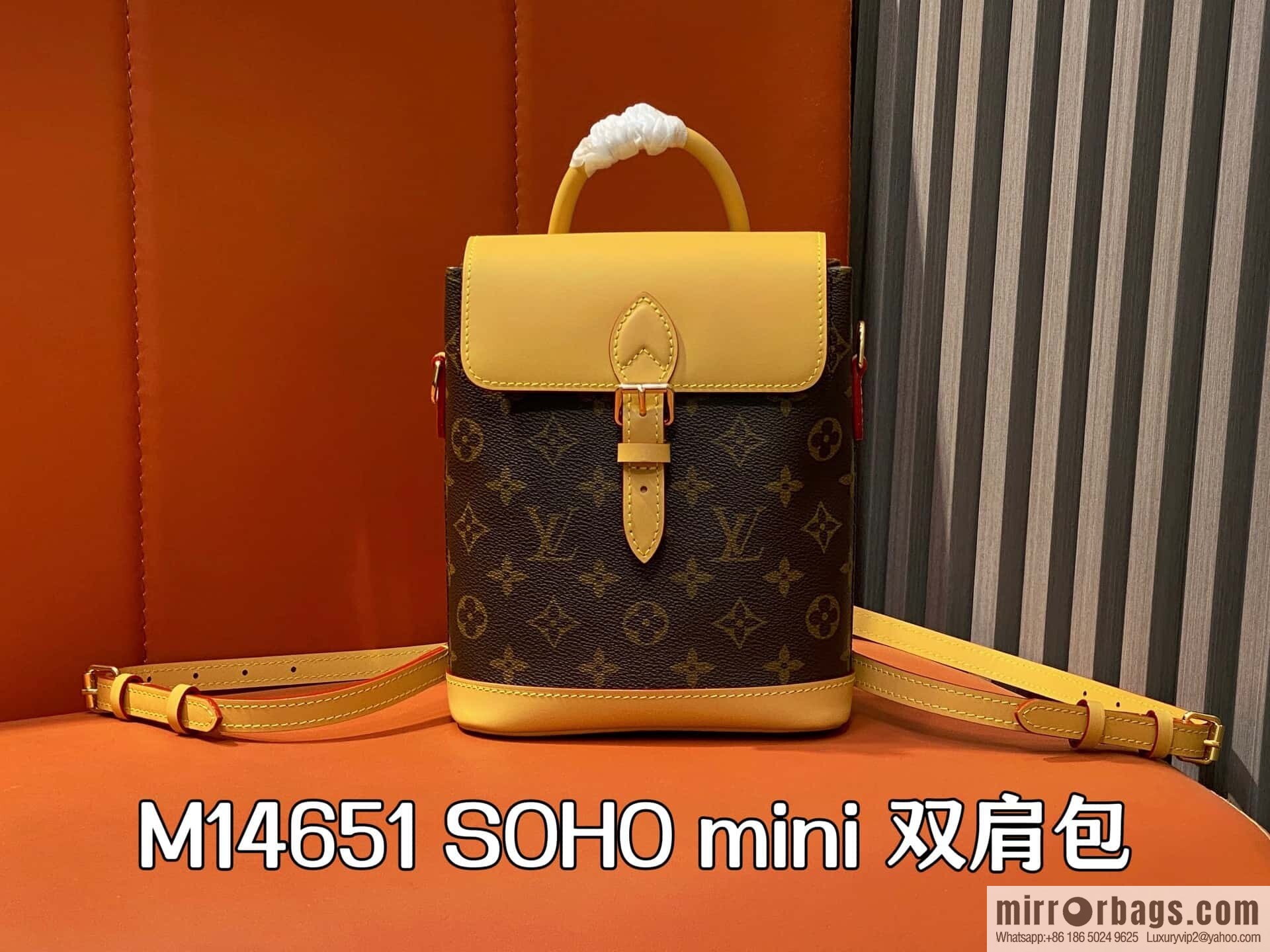 [Boutique‑grade] M14651 presbyopia yellow leather, mini backpack SOHO mini backpack