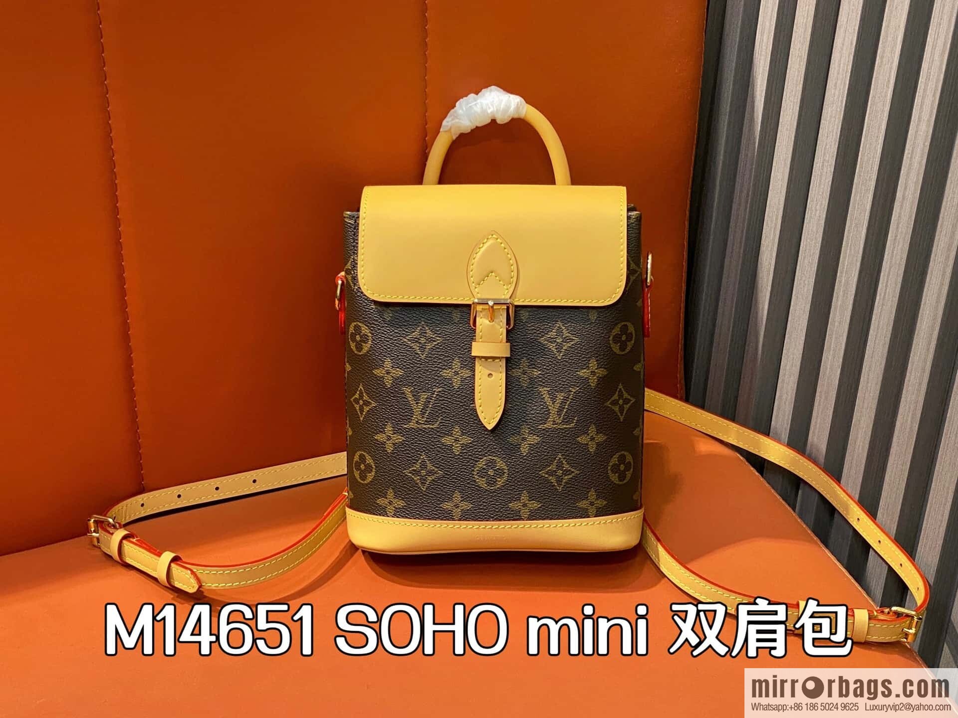 [Boutique‑grade] M14651 presbyopia yellow leather, mini backpack SOHO mini backpack