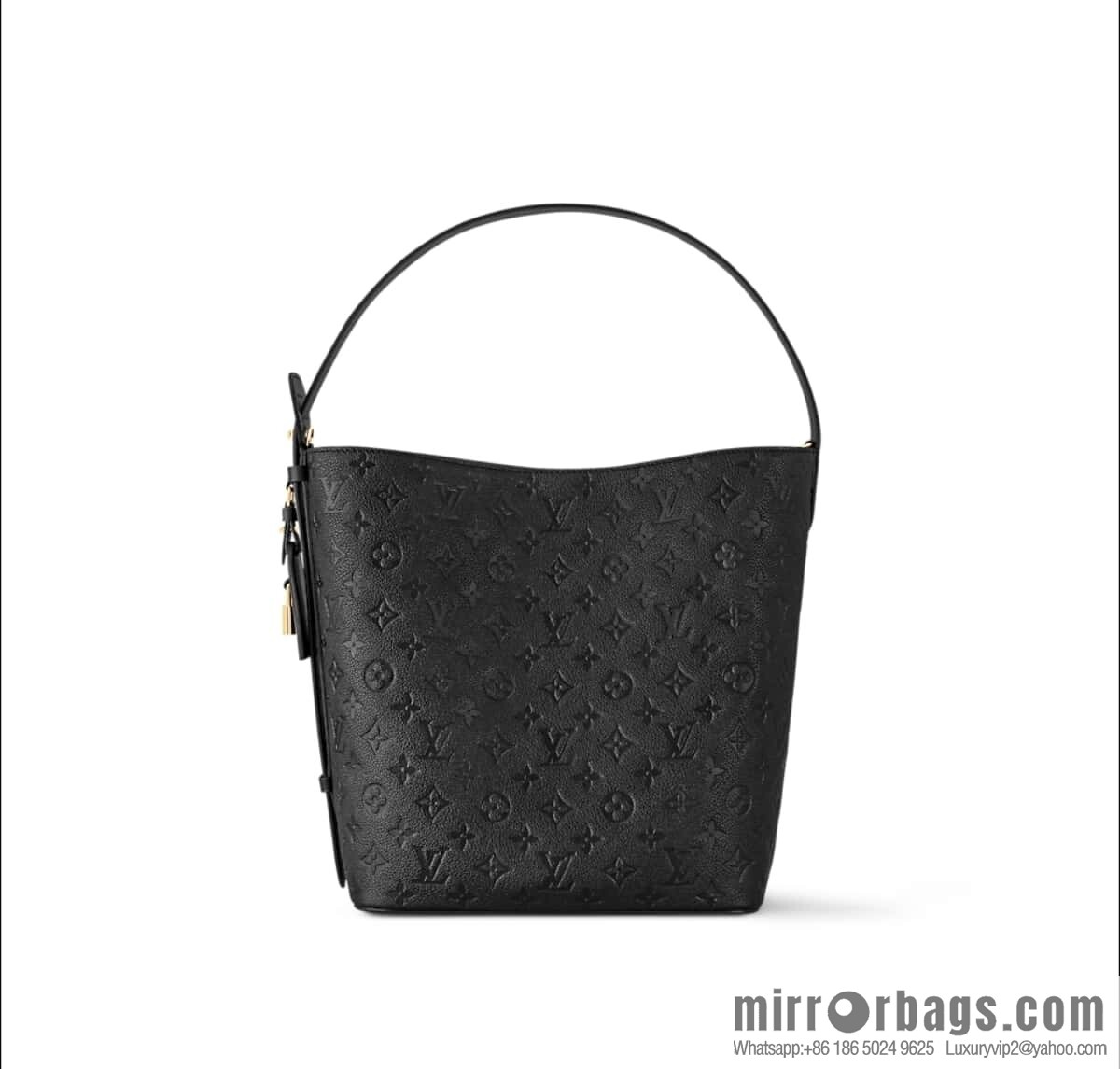 [Boutique‑grade] M13044 black, full leather embossed bucket bag All In large handbag, this All In large handbag