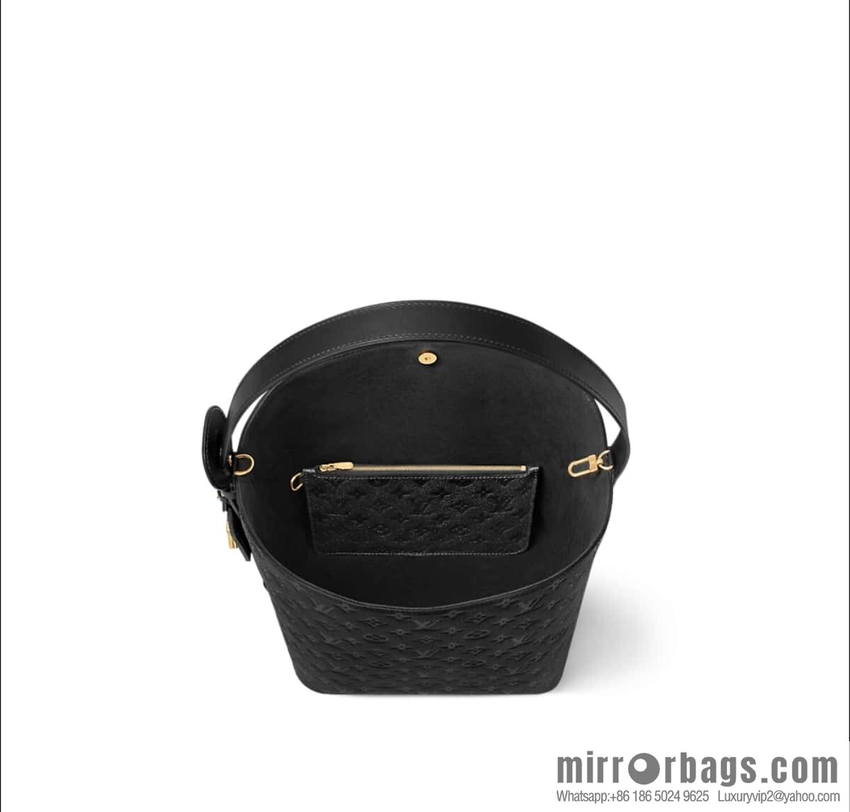 [Boutique‑grade] M13044 black, full leather embossed bucket bag All In large handbag, this All In large handbag