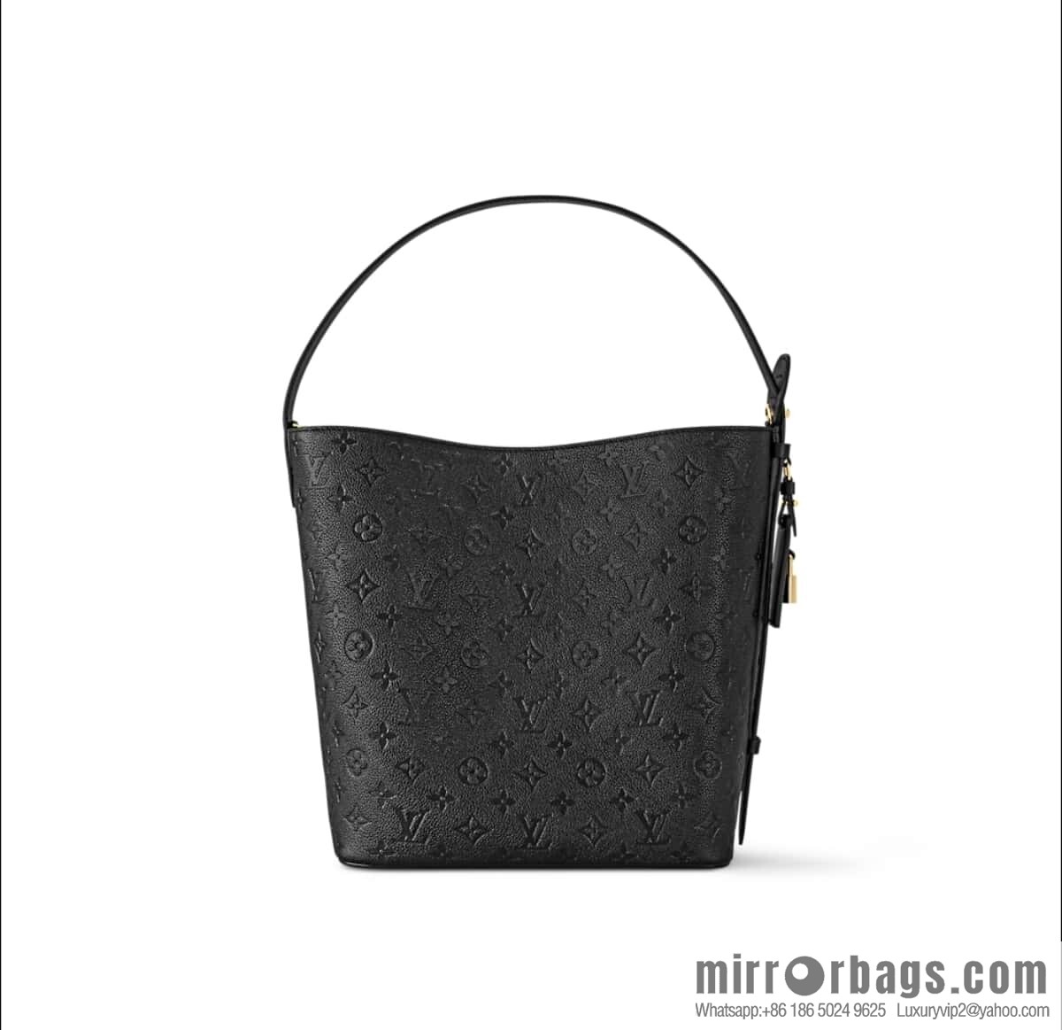 [Boutique‑grade] M13044 black, full leather embossed bucket bag All In large handbag, this All In large handbag