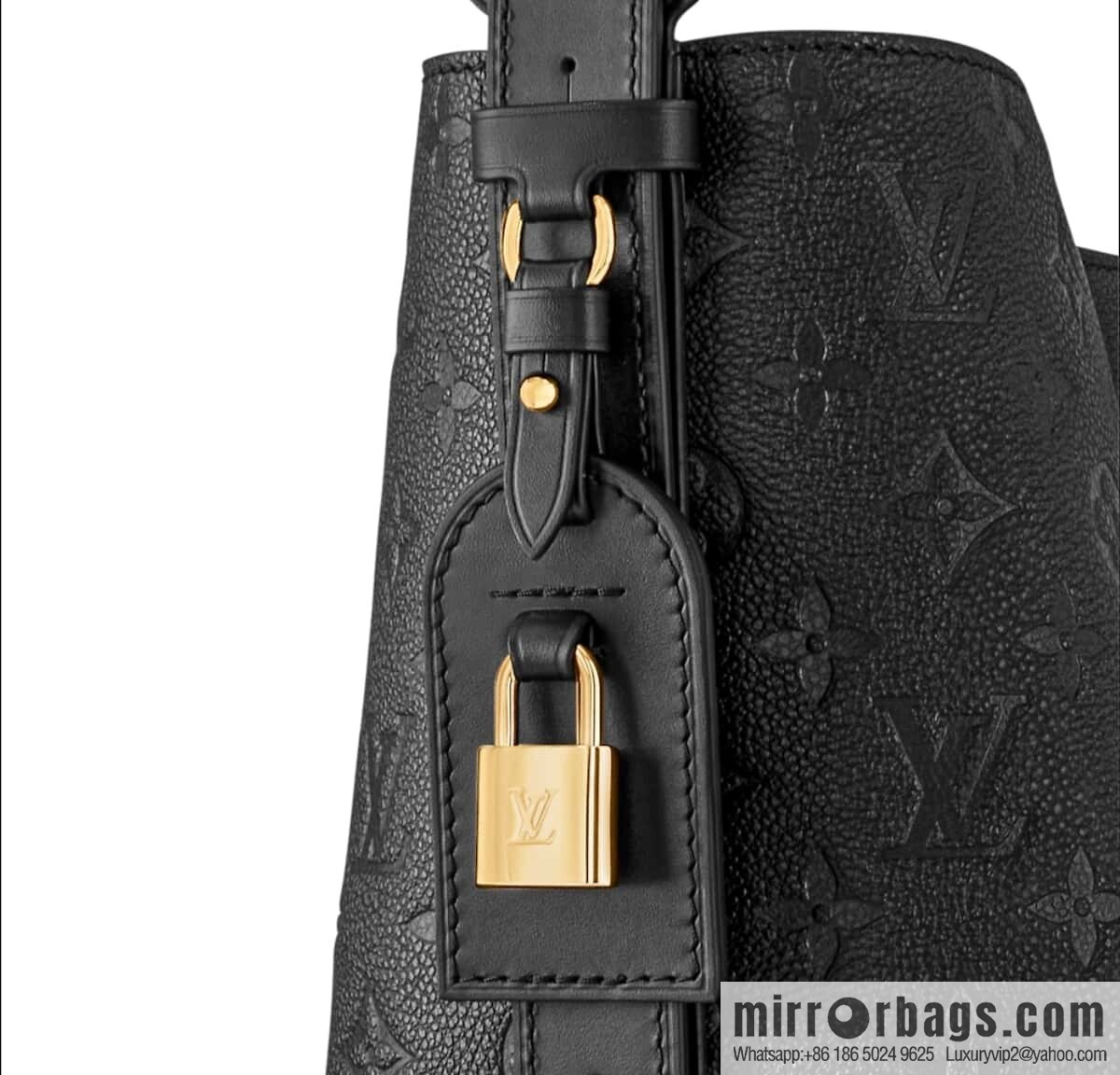 [Boutique‑grade] M13044 black, full leather embossed bucket bag All In large handbag, this All In large handbag
