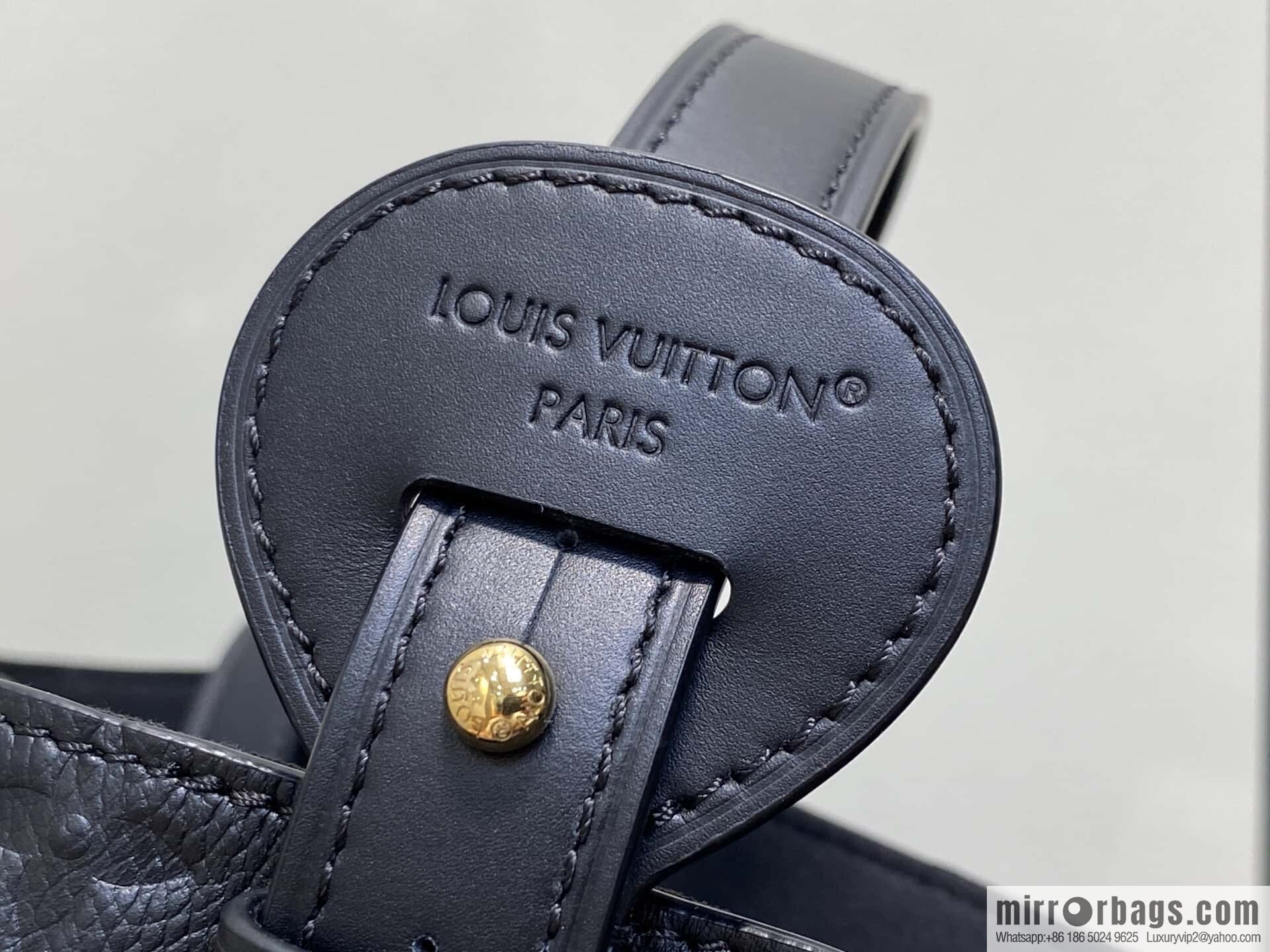 [Boutique‑grade] M13044 black, full leather embossed bucket bag All In large handbag, this All In large handbag