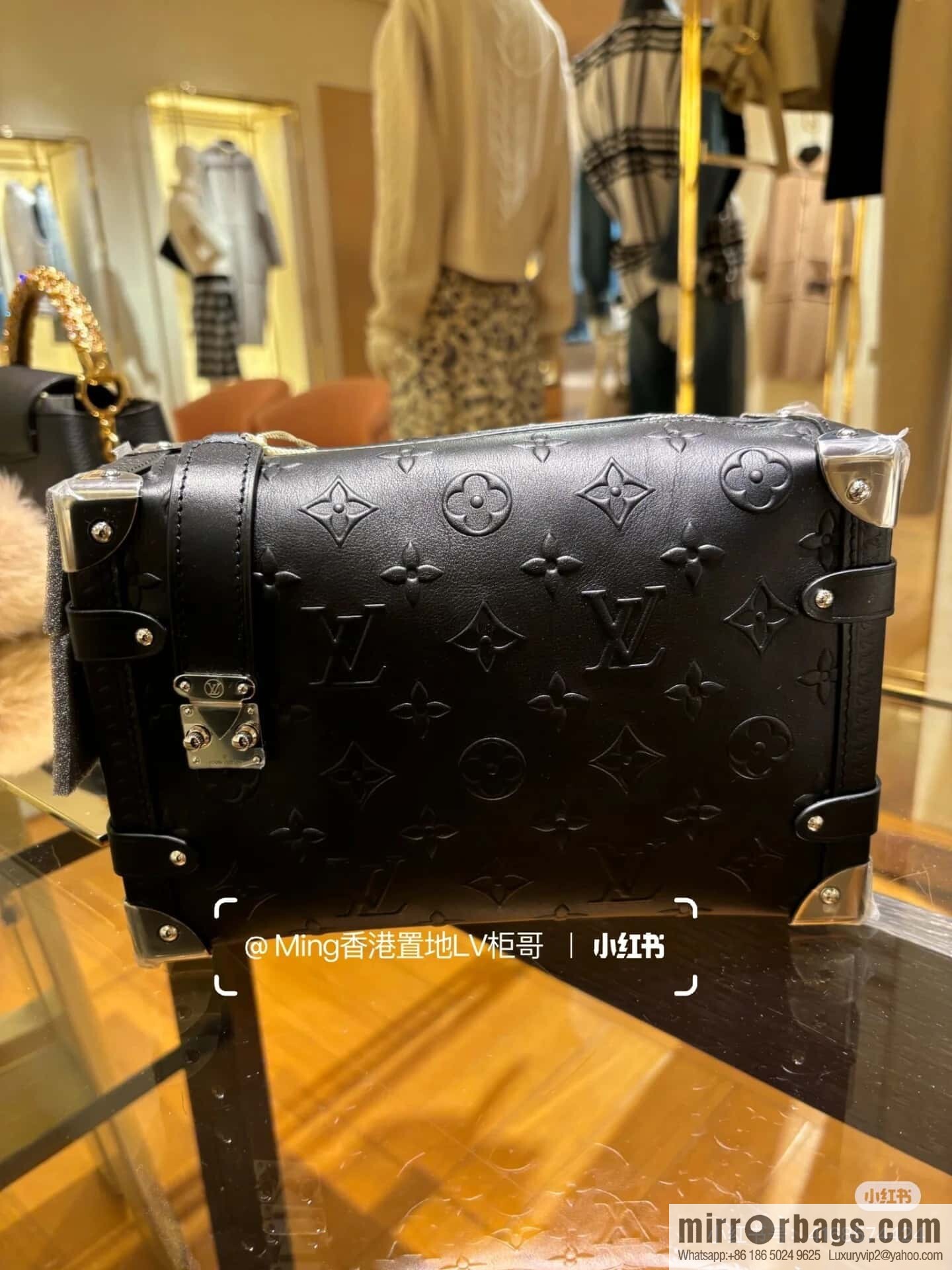 [Boutique‑grade] M14572 black full leather, soft box bag box Petite Malle handbag