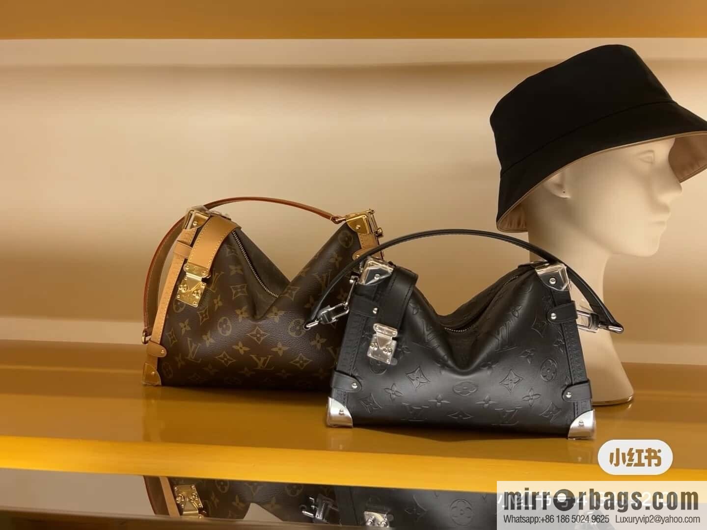 [Boutique‑grade] M14572 black full leather, soft box bag box Petite Malle handbag