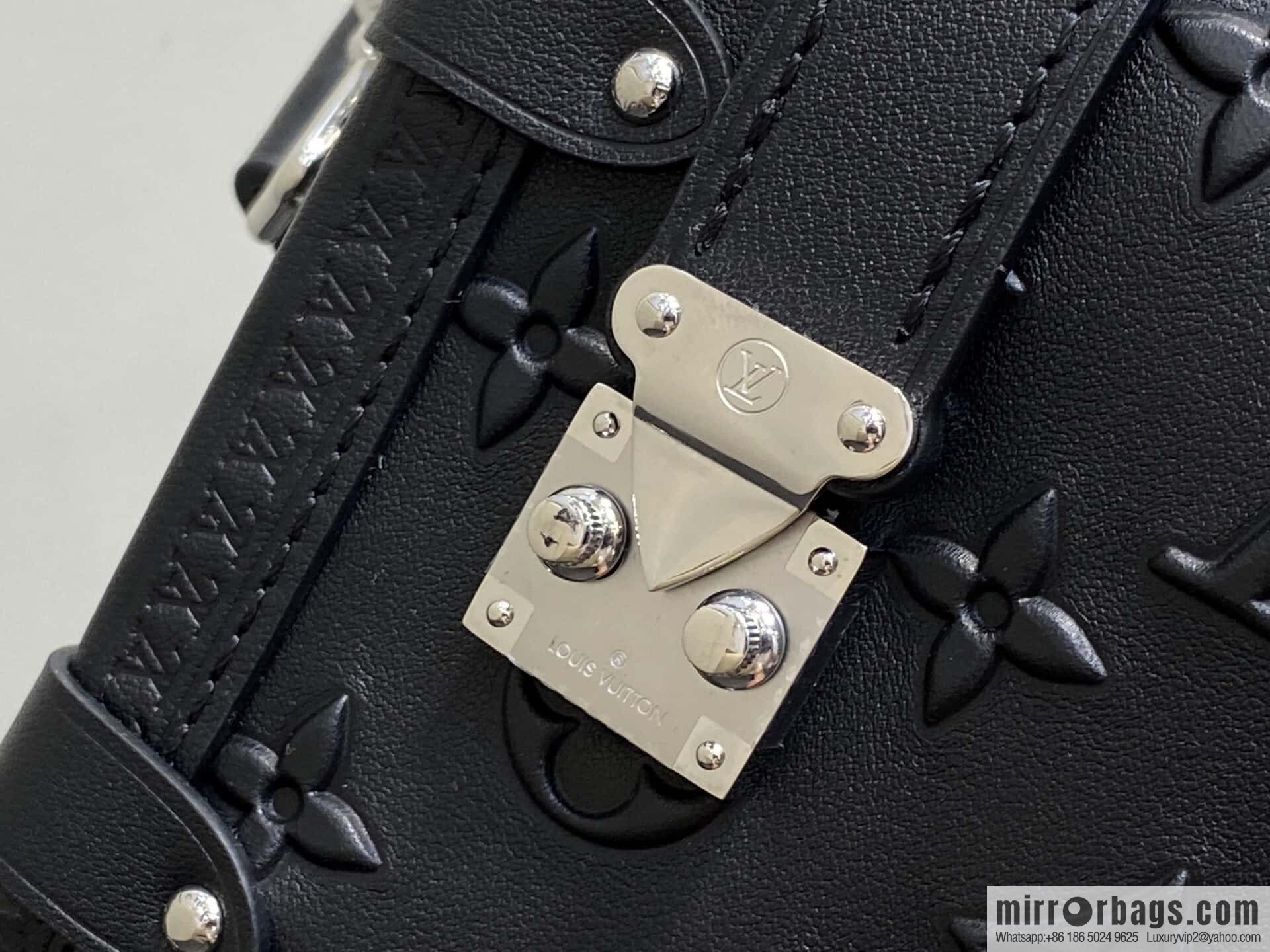 [Boutique‑grade] M14572 black full leather, soft box bag box Petite Malle handbag