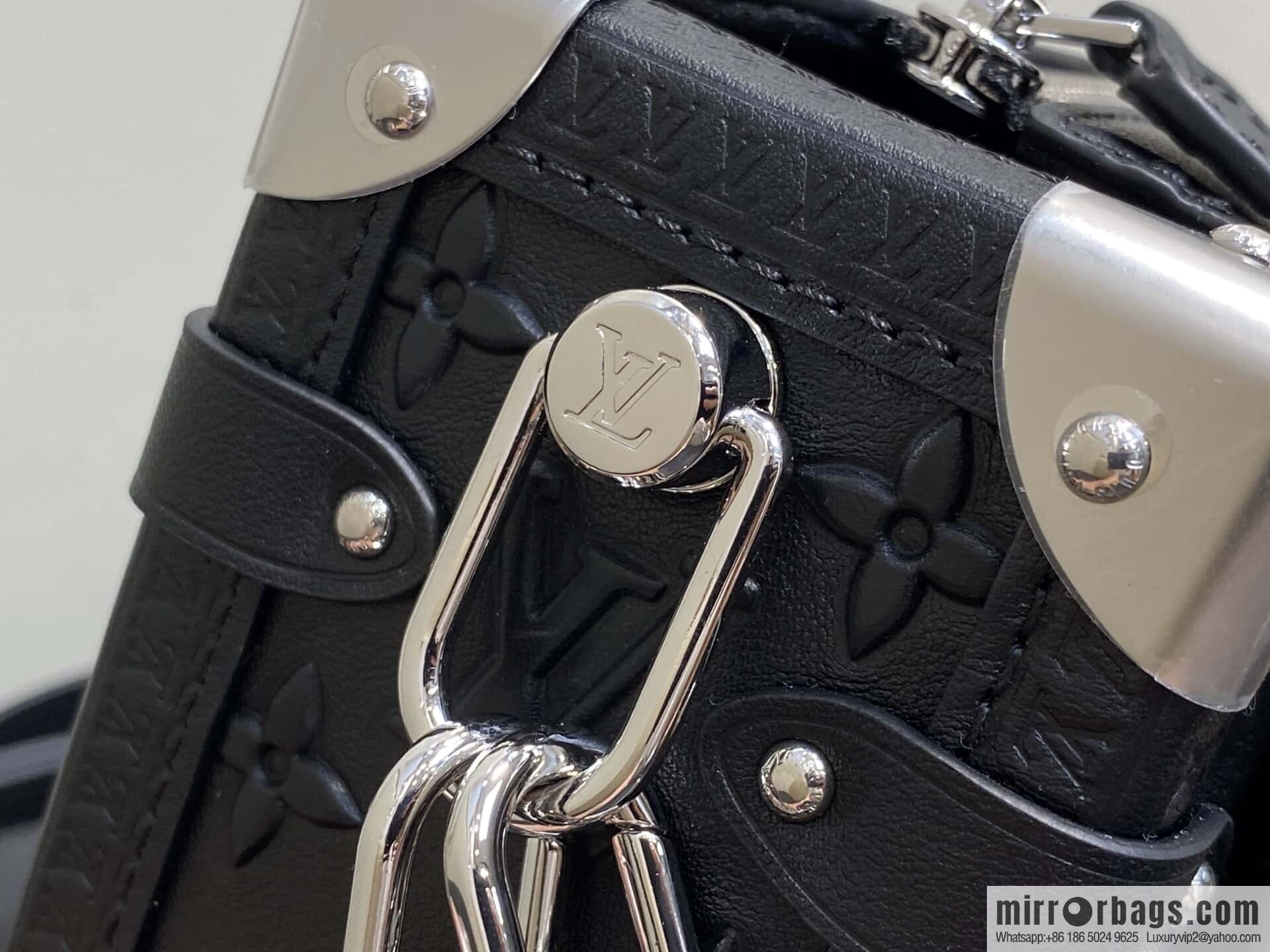 [Boutique‑grade] M14572 black full leather, soft box bag box Petite Malle handbag