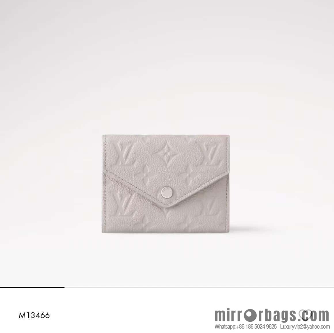 [Boutique‑grade] M13466 light gray, full leather three-fold wallet VICTORINE wallet