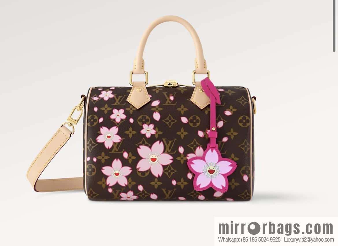 [Boutique‑grade] M14174 presbyopia, cherry blossom/Murakami Takashi, pillow bag speedy LV x TM SPEEDY BANDOULIIZRE 25 handbag