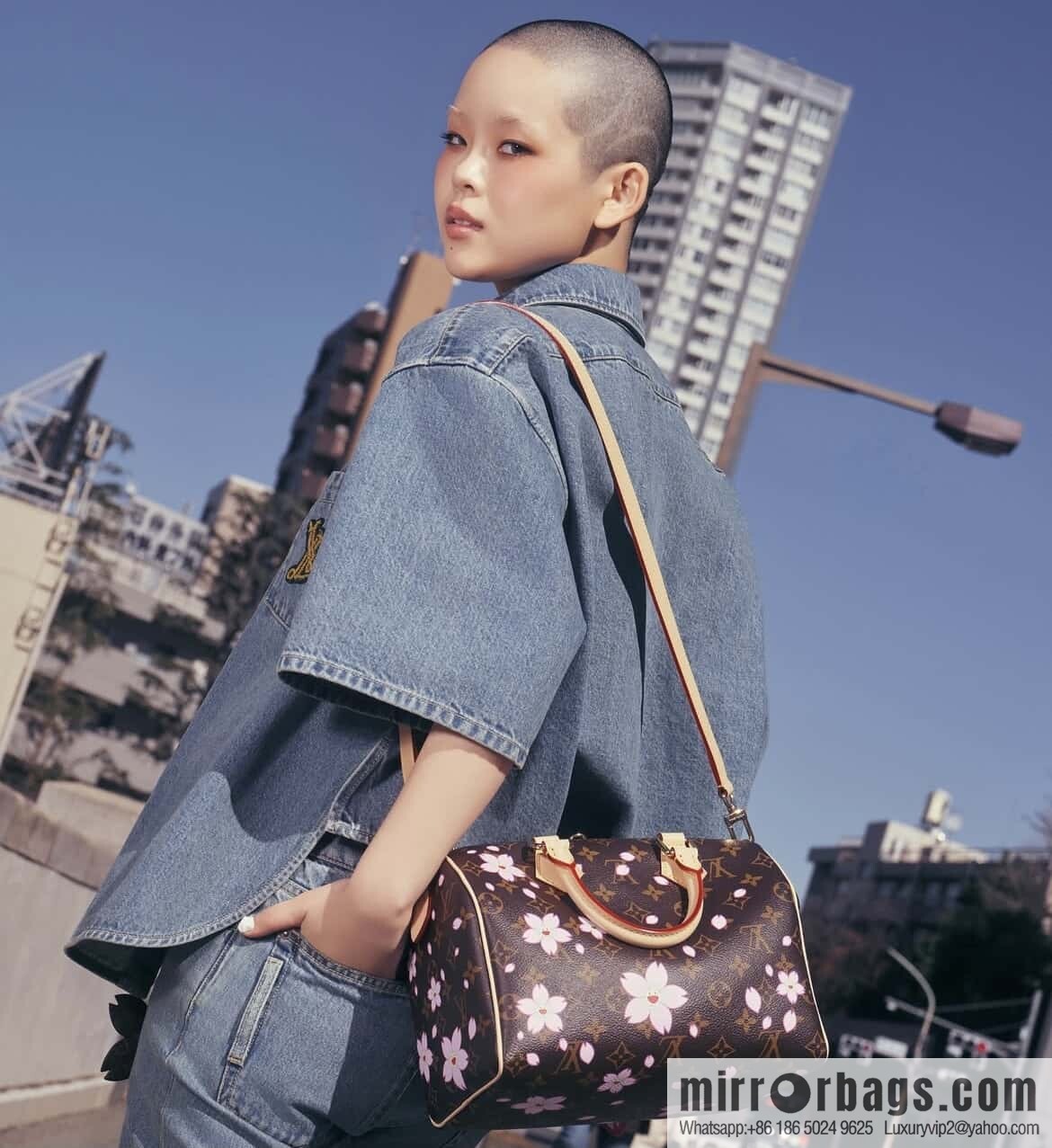 [Boutique‑grade] M14174 presbyopia, cherry blossom/Murakami Takashi, pillow bag speedy LV x TM SPEEDY BANDOULIIZRE 25 handbag